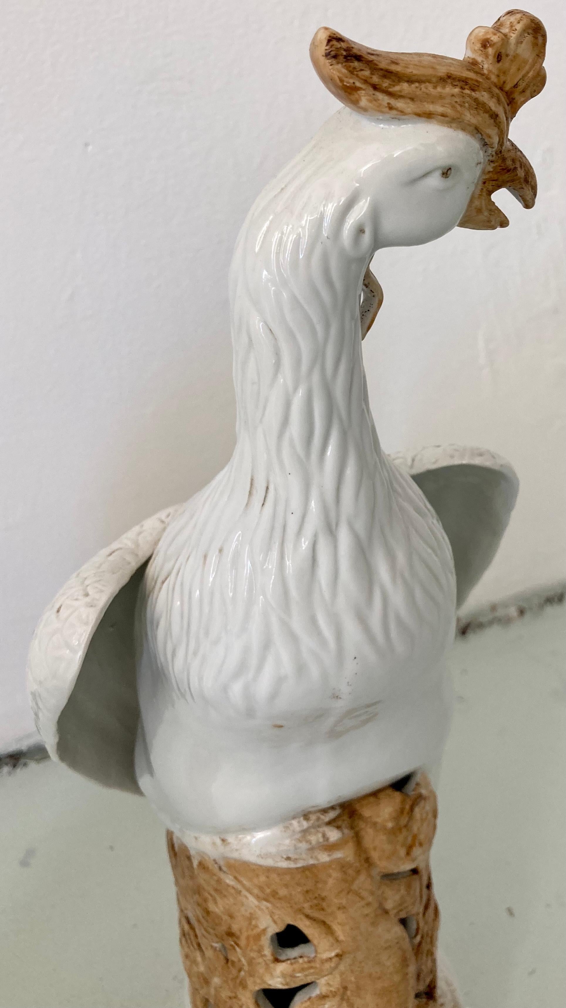 Long Feather Tail Ceramic Birds, a Pair For Sale 2