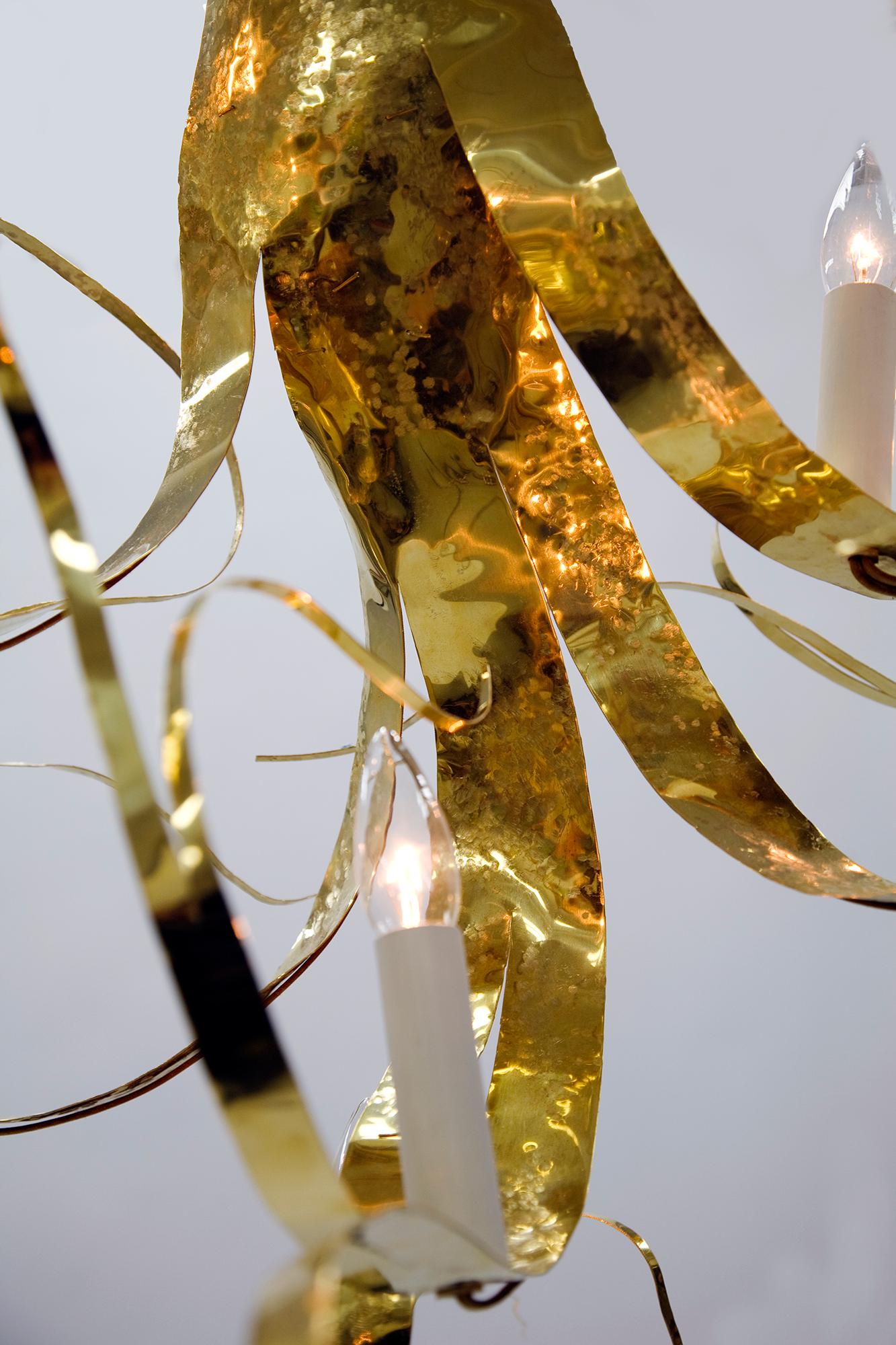 Hammered Long Fiori Chandelier by Jacques Jarrige, 1998 For Sale
