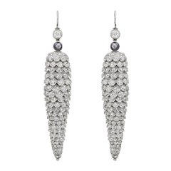 Long Flexible Diamond Cone Pendant Earrings