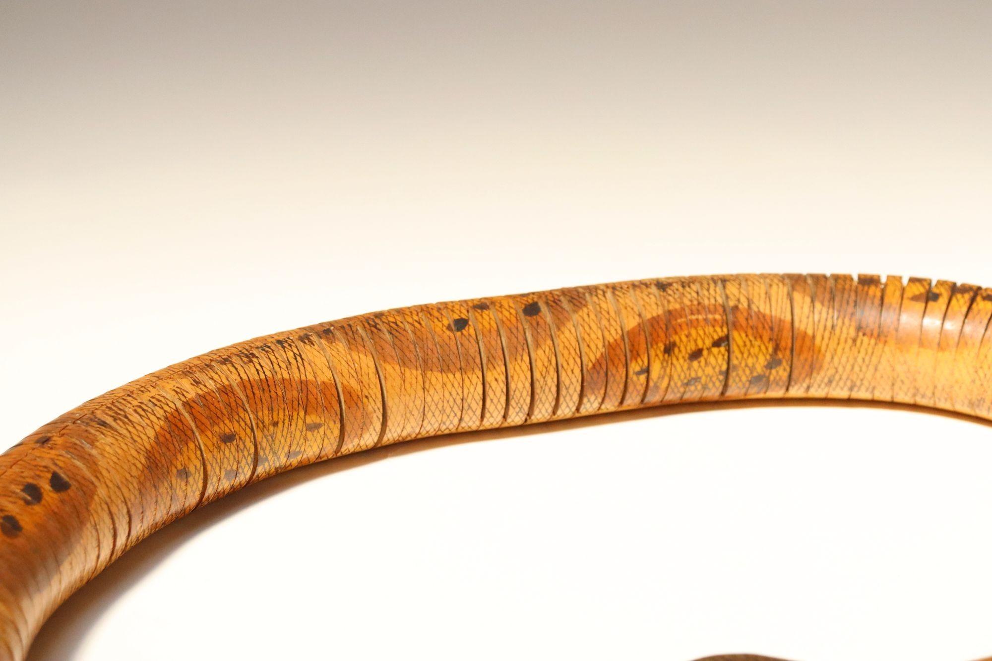 Long Folk Art Articulated Flexible Carved and Hand-Painted Snake Sculpture For Sale 8