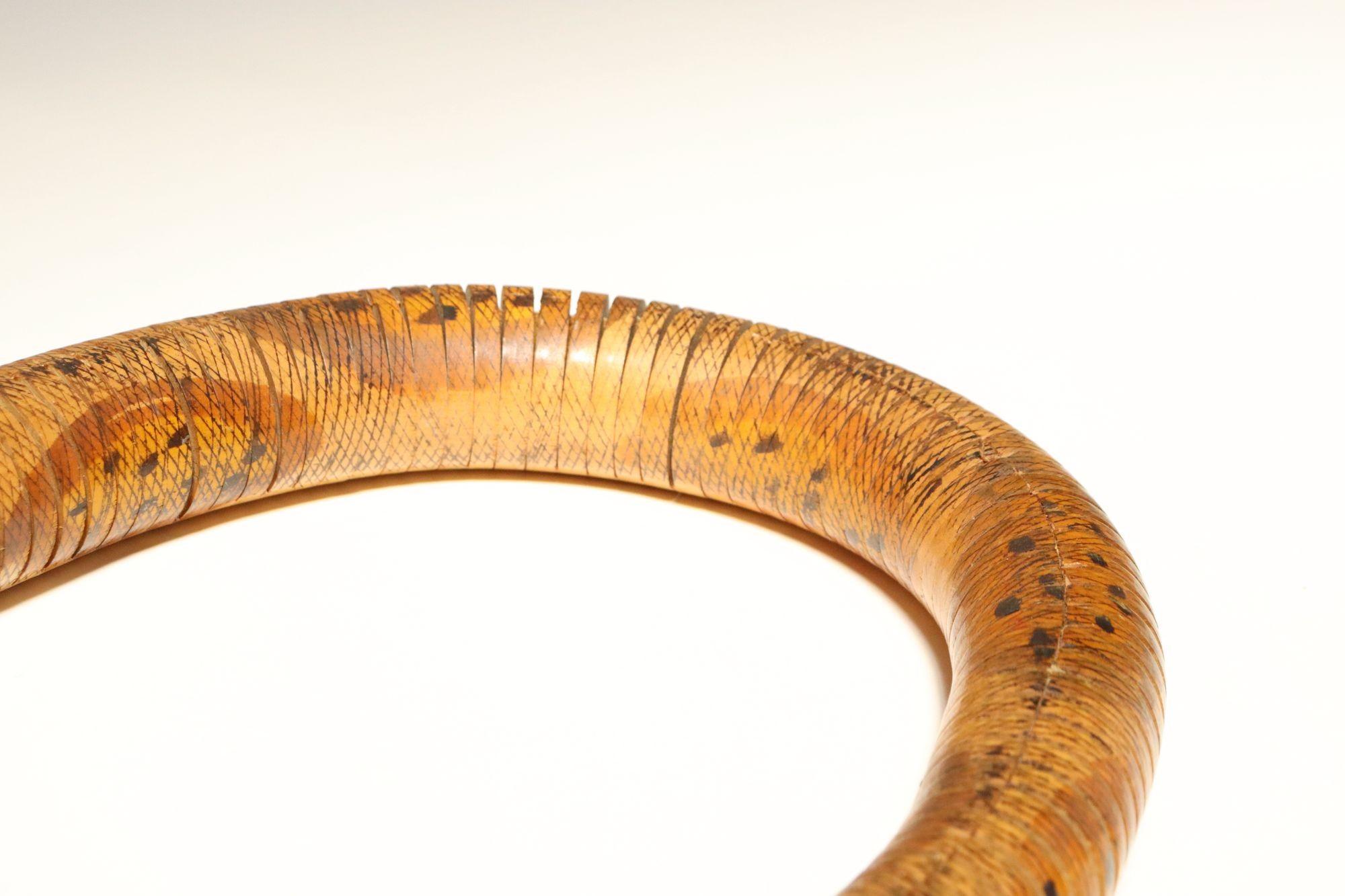 Long Folk Art Articulated Flexible Carved and Hand-Painted Snake Sculpture For Sale 10