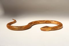 Long Folk Art Articulated Flexible Carved and Hand-Painted Snake Sculpture