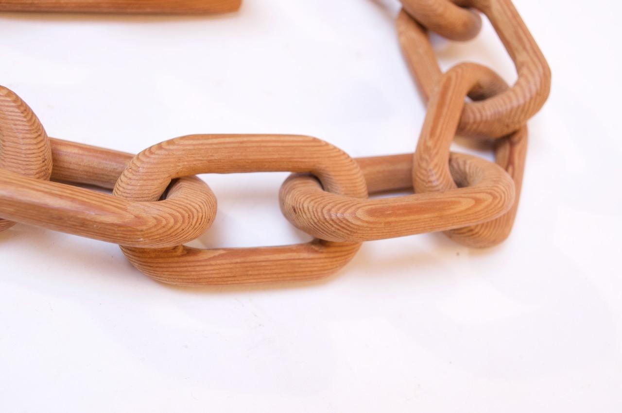 Long Folk Art Hand Carved Pine Whimsy Chain For Sale 5