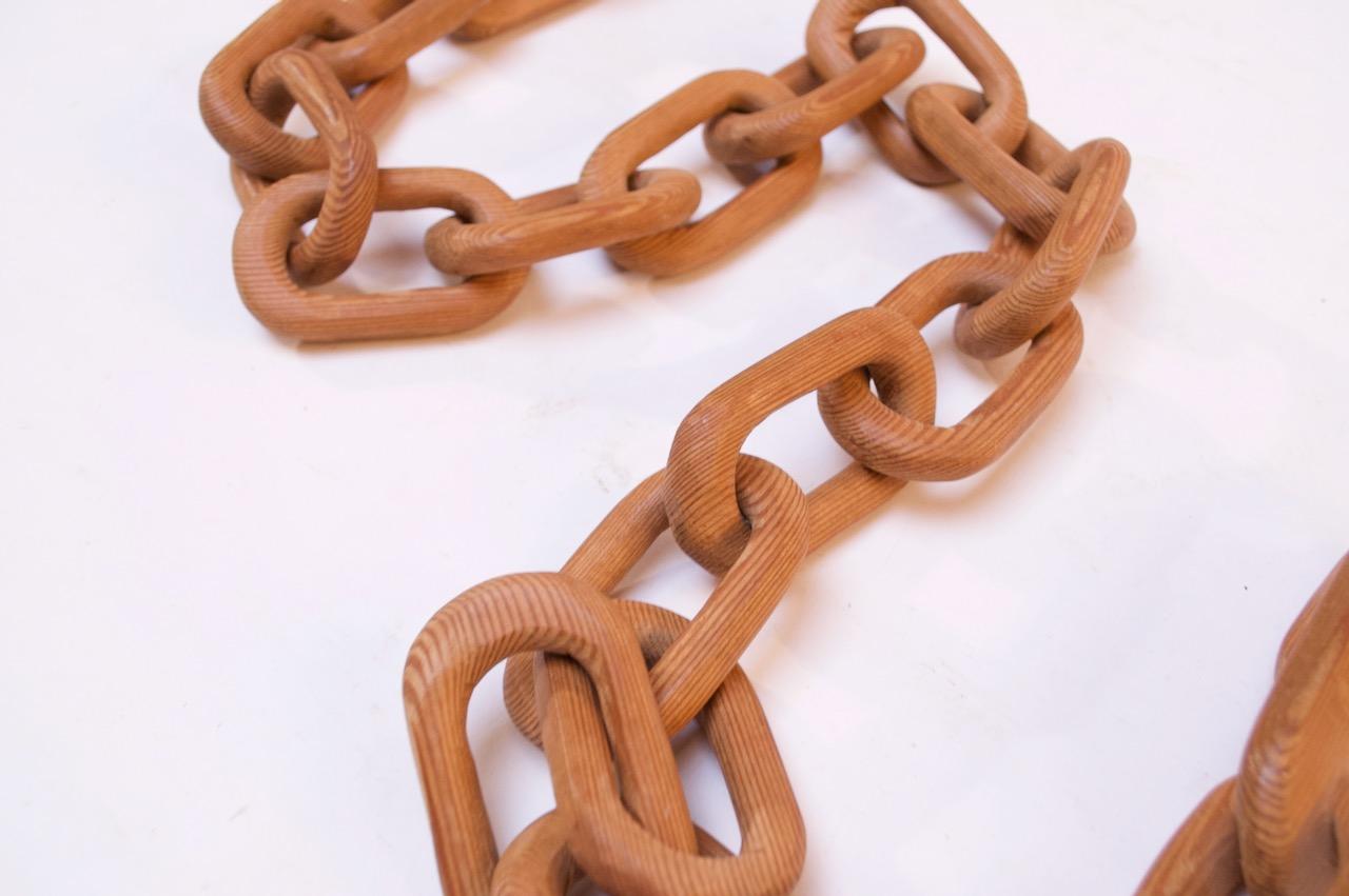 Long Folk Art Hand Carved Pine Whimsy Chain For Sale 2