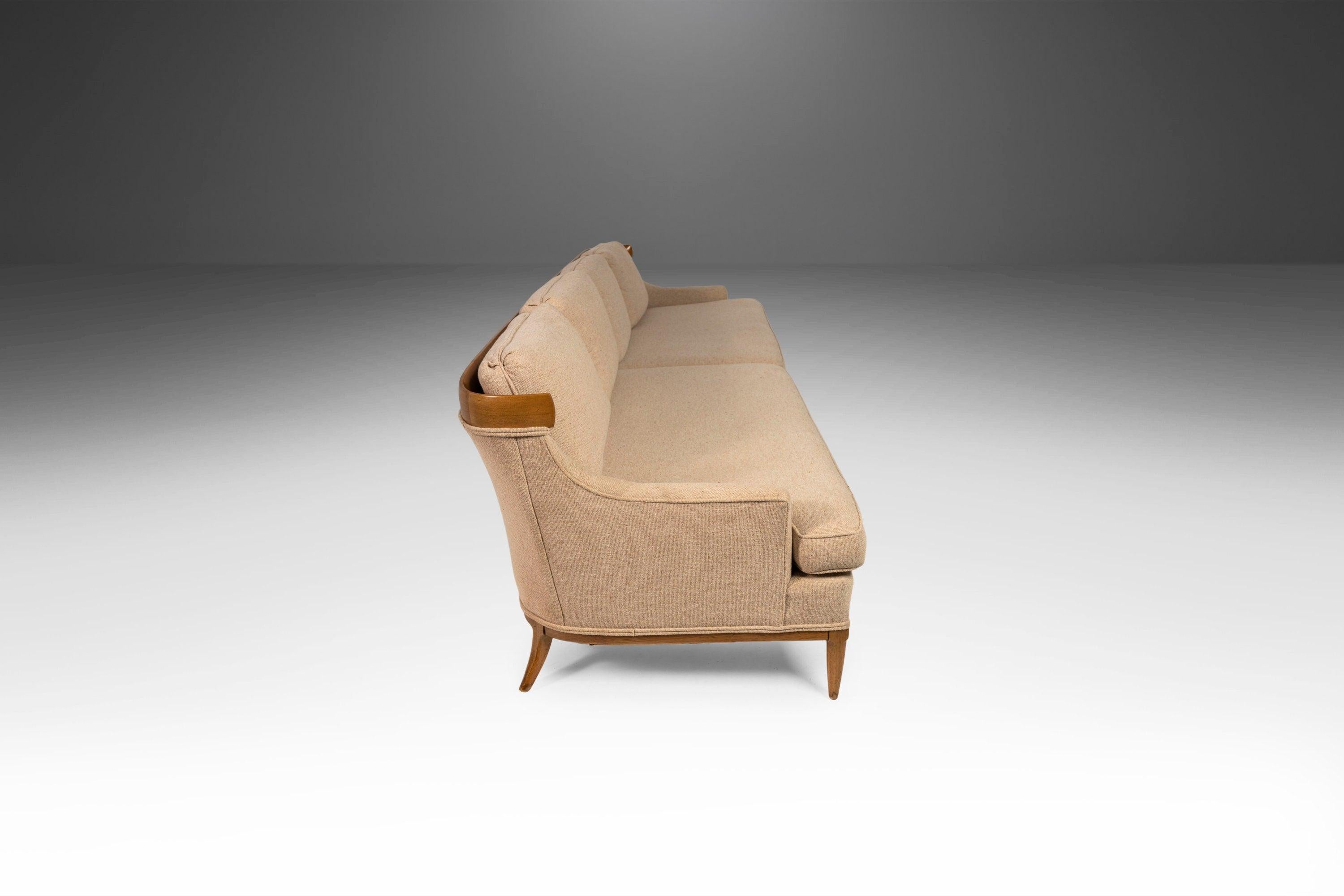 Mid-Century Modern Sculptural Oak Long Four '4' Seat Full Length Sofa by Erwin Lambeth, c. 1960's For Sale
