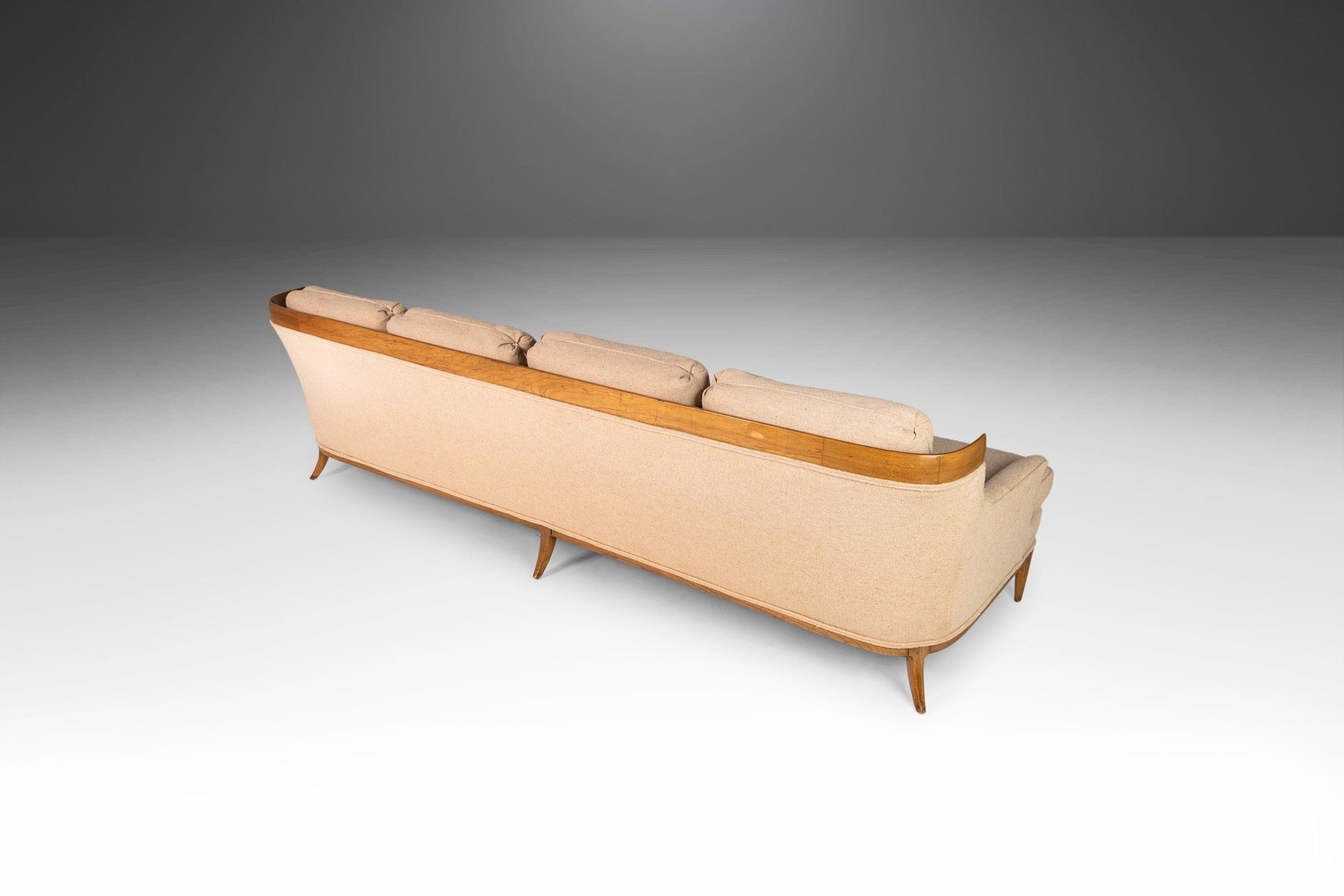 American Sculptural Oak Long Four '4' Seat Full Length Sofa by Erwin Lambeth, c. 1960's For Sale