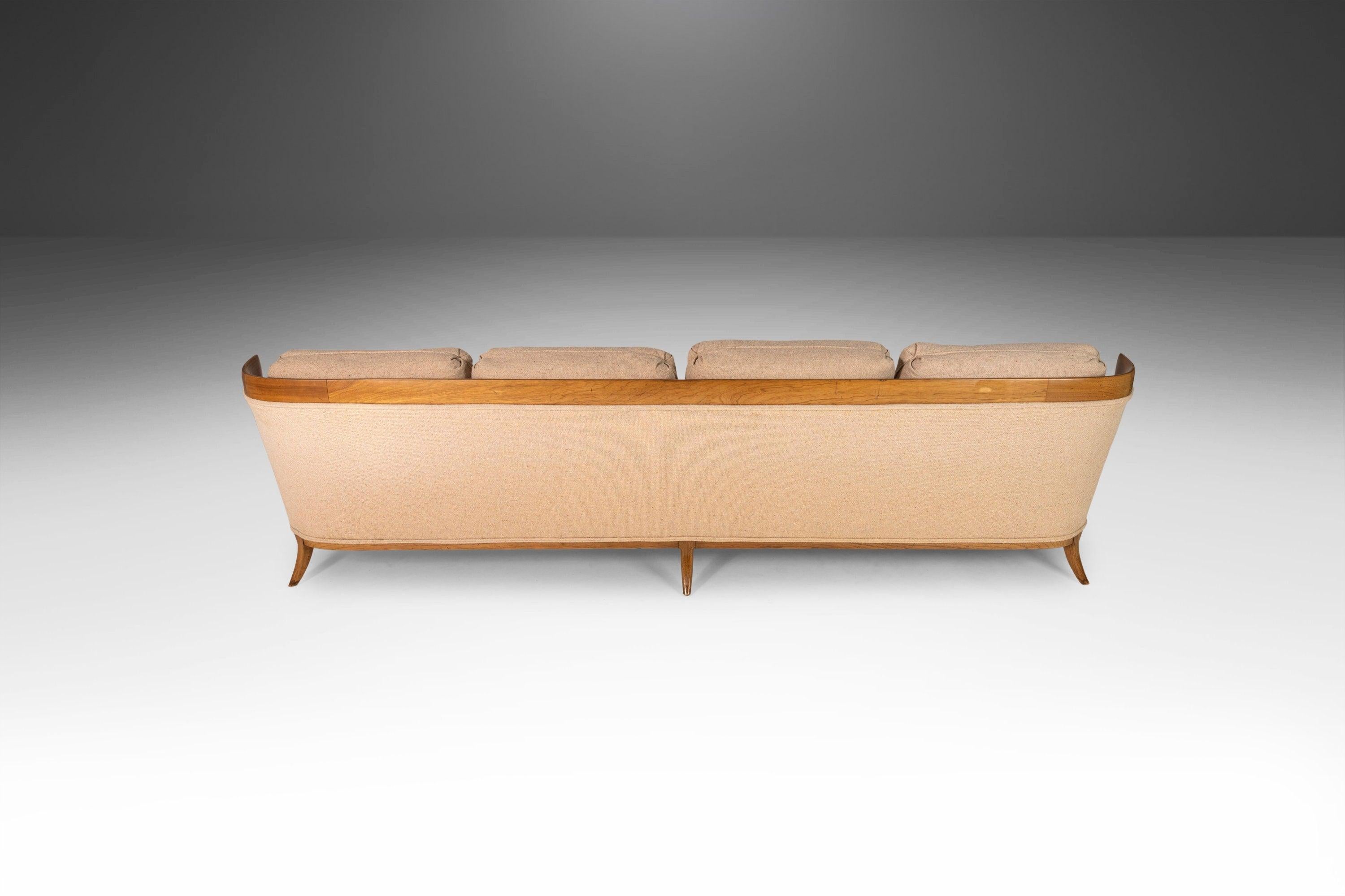Mid-Century Modern Sculptural Oak Long Four '4' Seat Full Length Sofa by Erwin Lambeth, c. 1960's For Sale