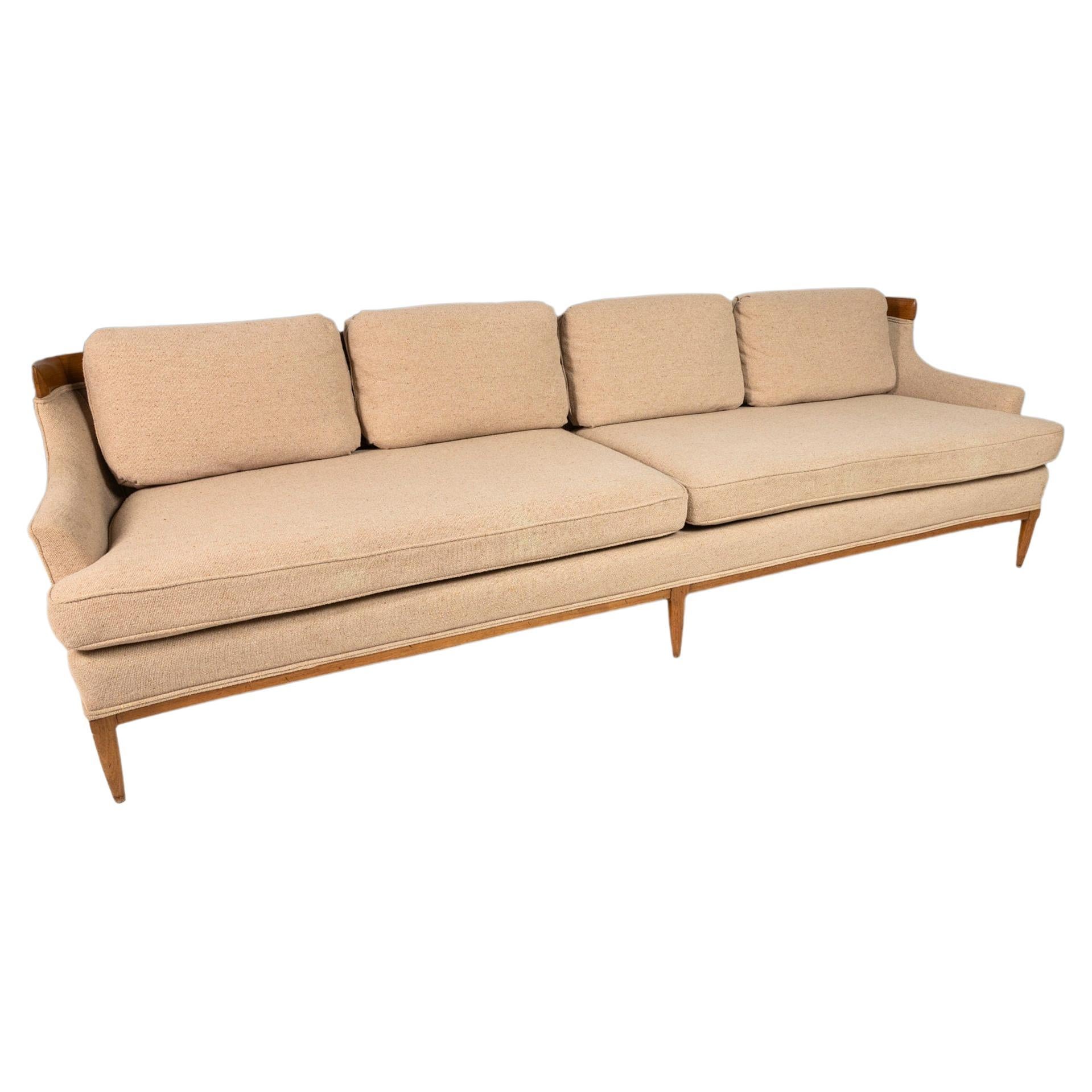 Sculptural Oak Long Four '4' Seat Full Length Sofa by Erwin Lambeth, c. 1960's