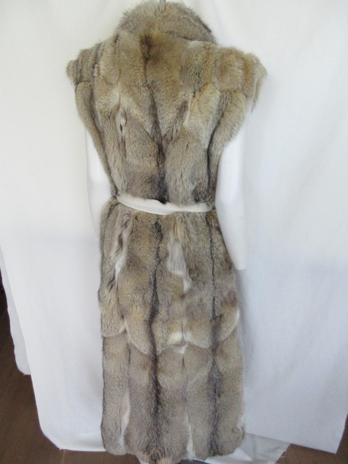 Women's or Men's Long Fox Fur Sleeveless Vest For Sale