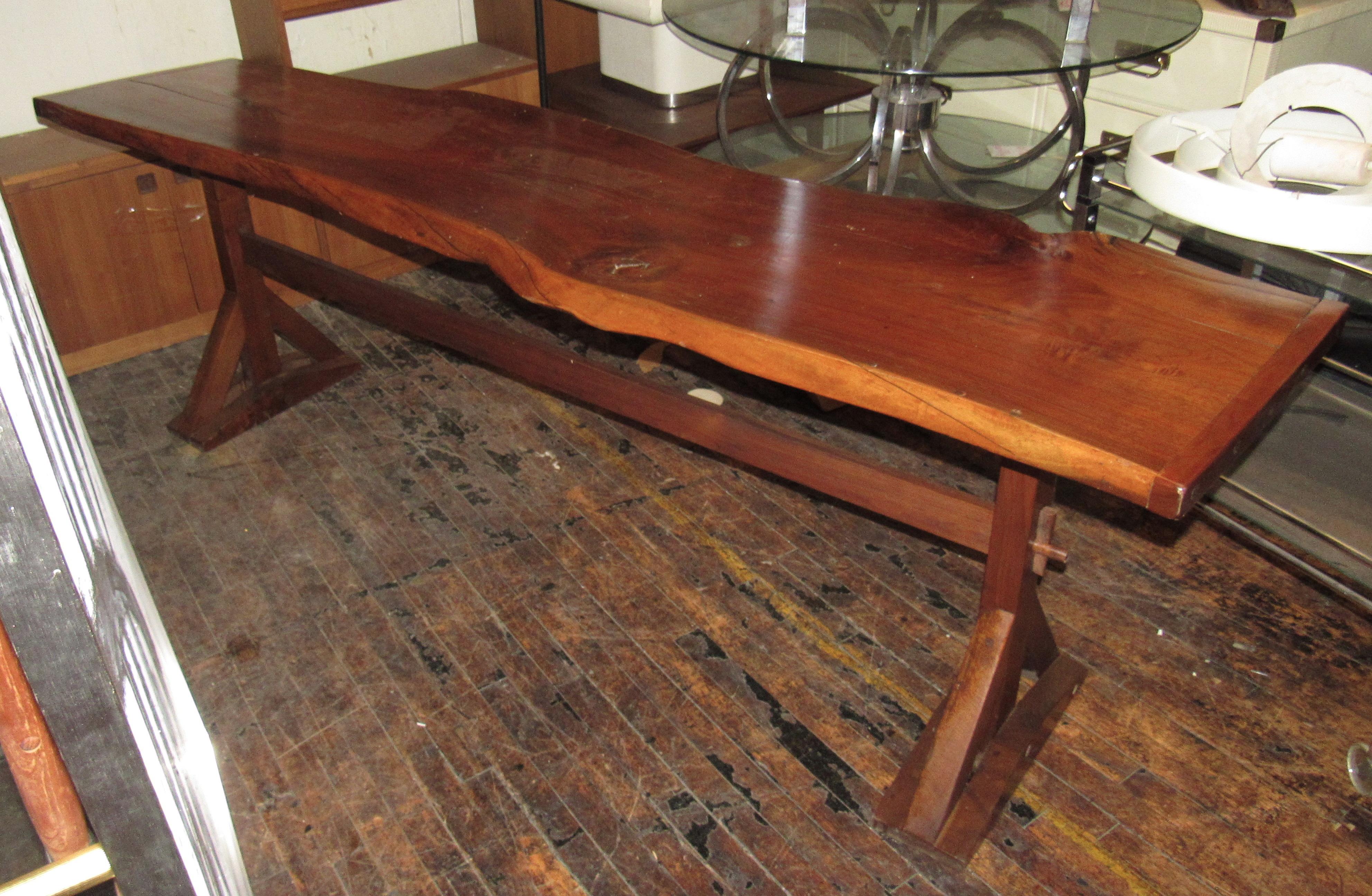 Beautiful live edge table usable as a dining or console table. Terrific Nakashima style.
(Please confirm item location - NY or NJ - with dealer).
 