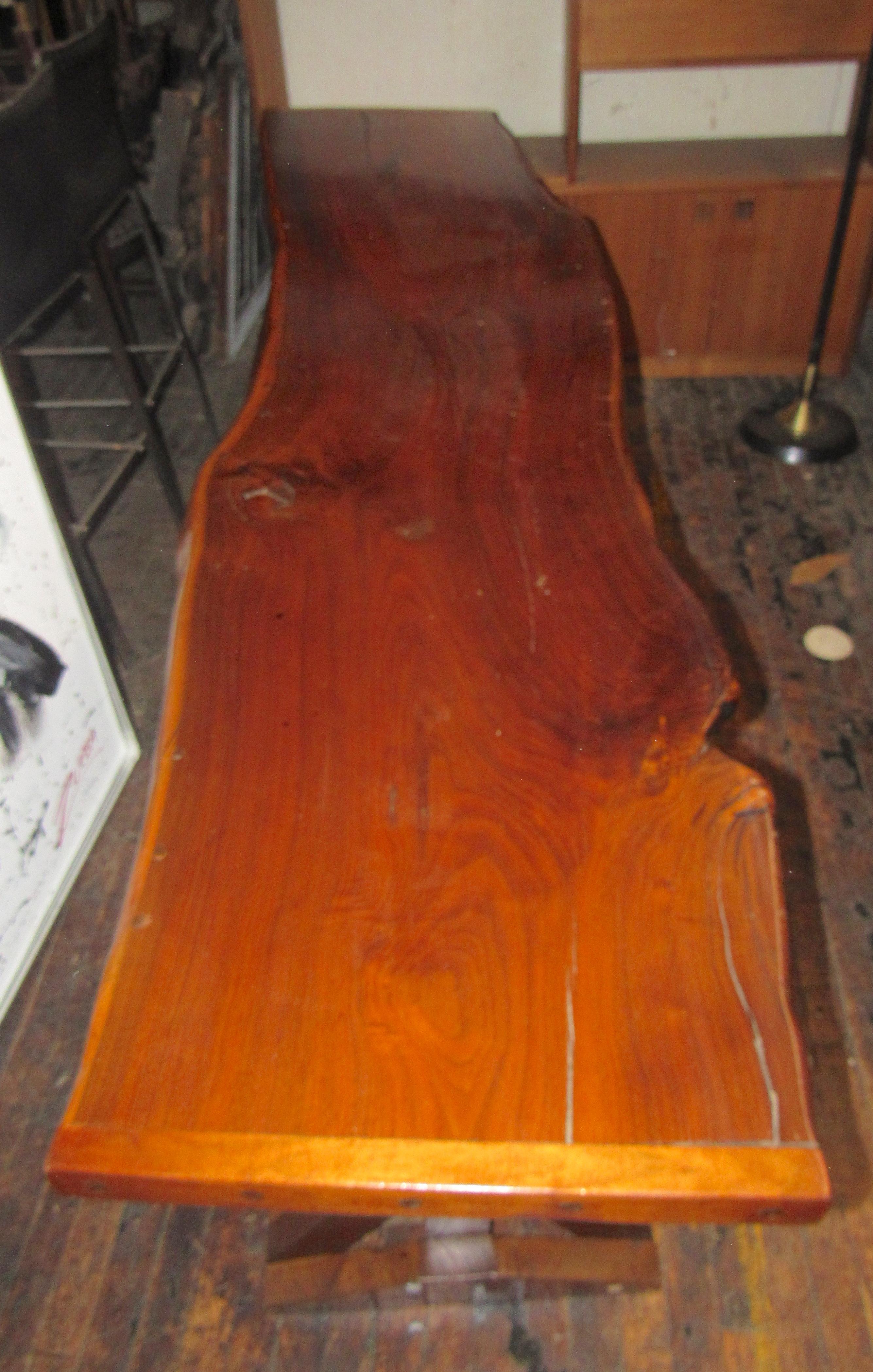 Wood Seven Foot Long Free Form Table For Sale