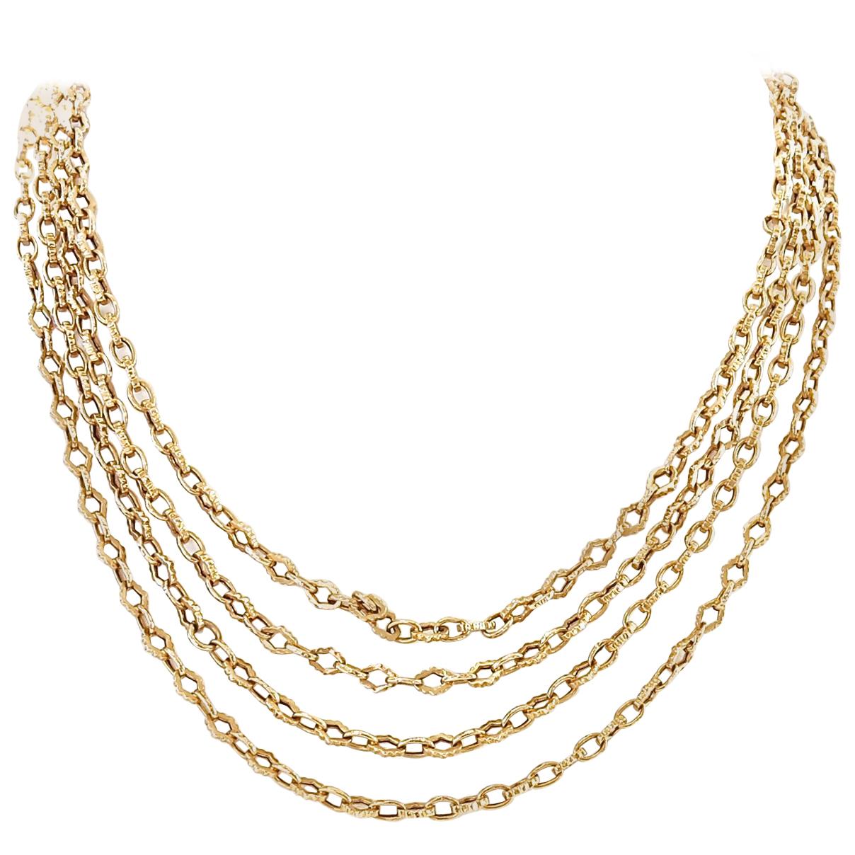 Long French 19th Century Gold Link Necklace