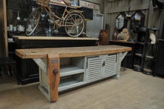 Long French 2 Doors Carpenter work Bench Cabinet, circa 1930