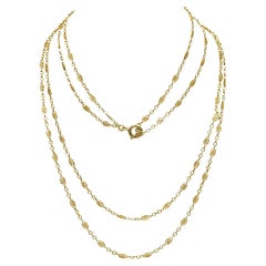 Collar largo francés antiguo de filigrana en oro de 18 quilates, Collar largo antiguo