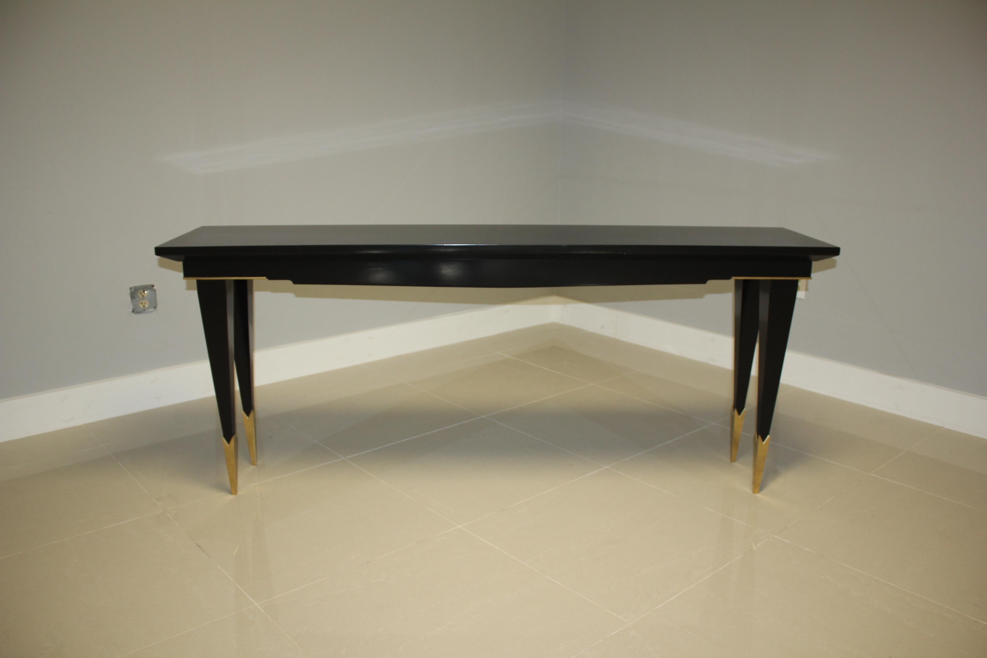 Long French Art Deco Style Ebonized Console Table, circa 1940s 9