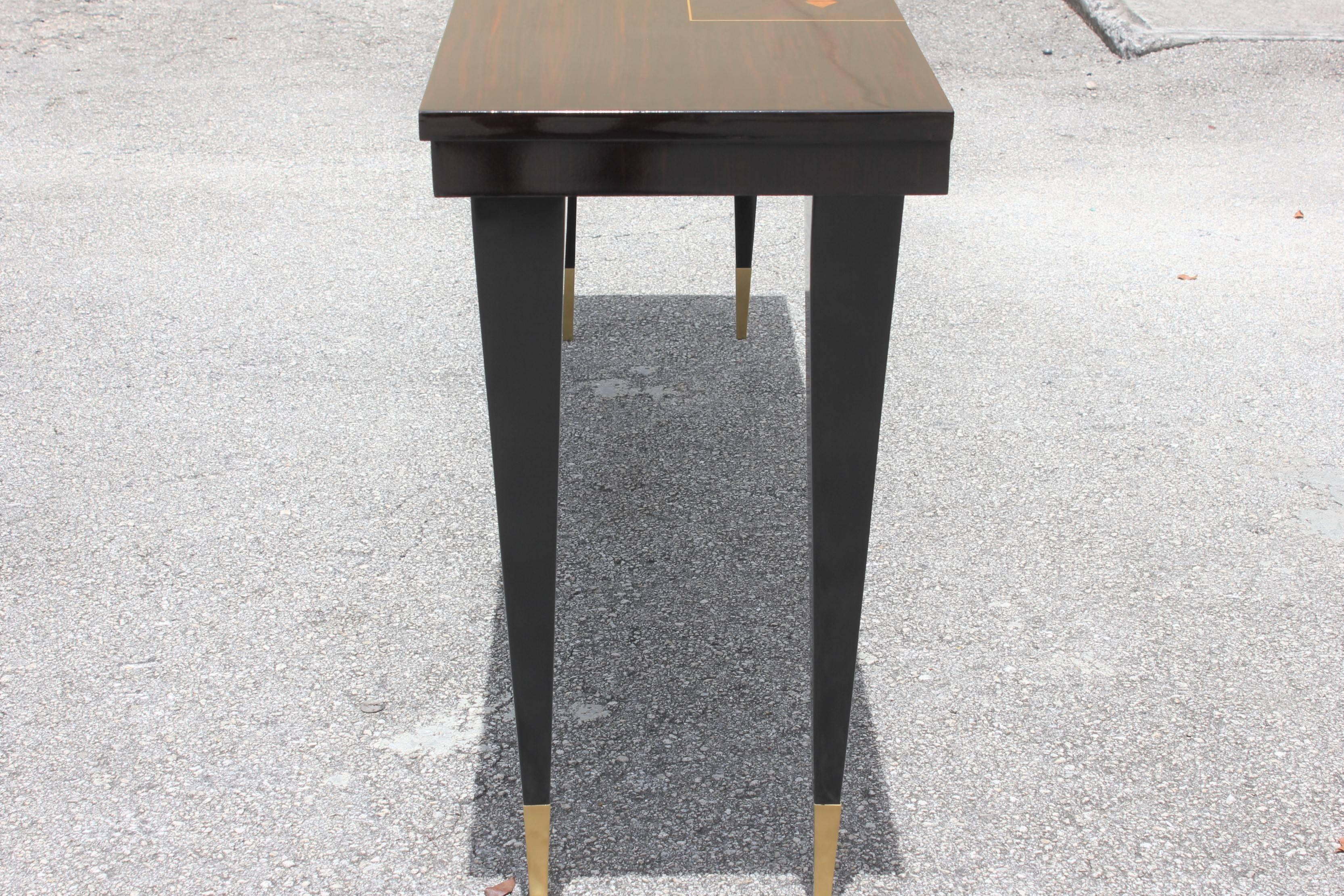 Long French Art Deco Exotic Macassar Ebony Console Table, circa 1940s For Sale 7