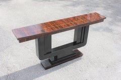 Long French Art Deco Exotic Macassar Ebony Console Tables, circa 1940s