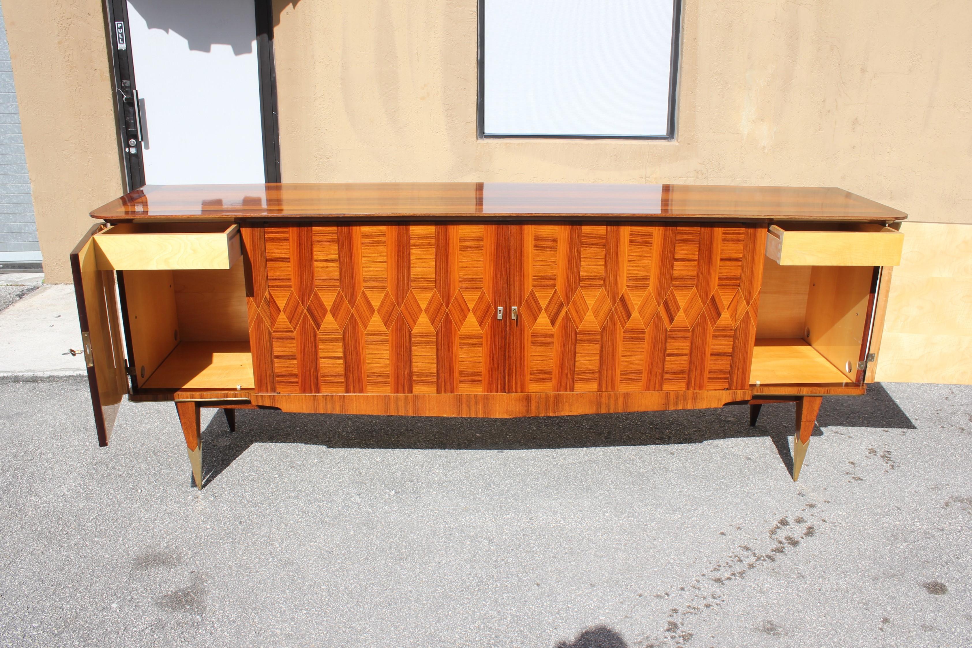 Long French Modern Macassar Ebony Buffet / Credenzas / Sideboard In Good Condition For Sale In Hialeah, FL