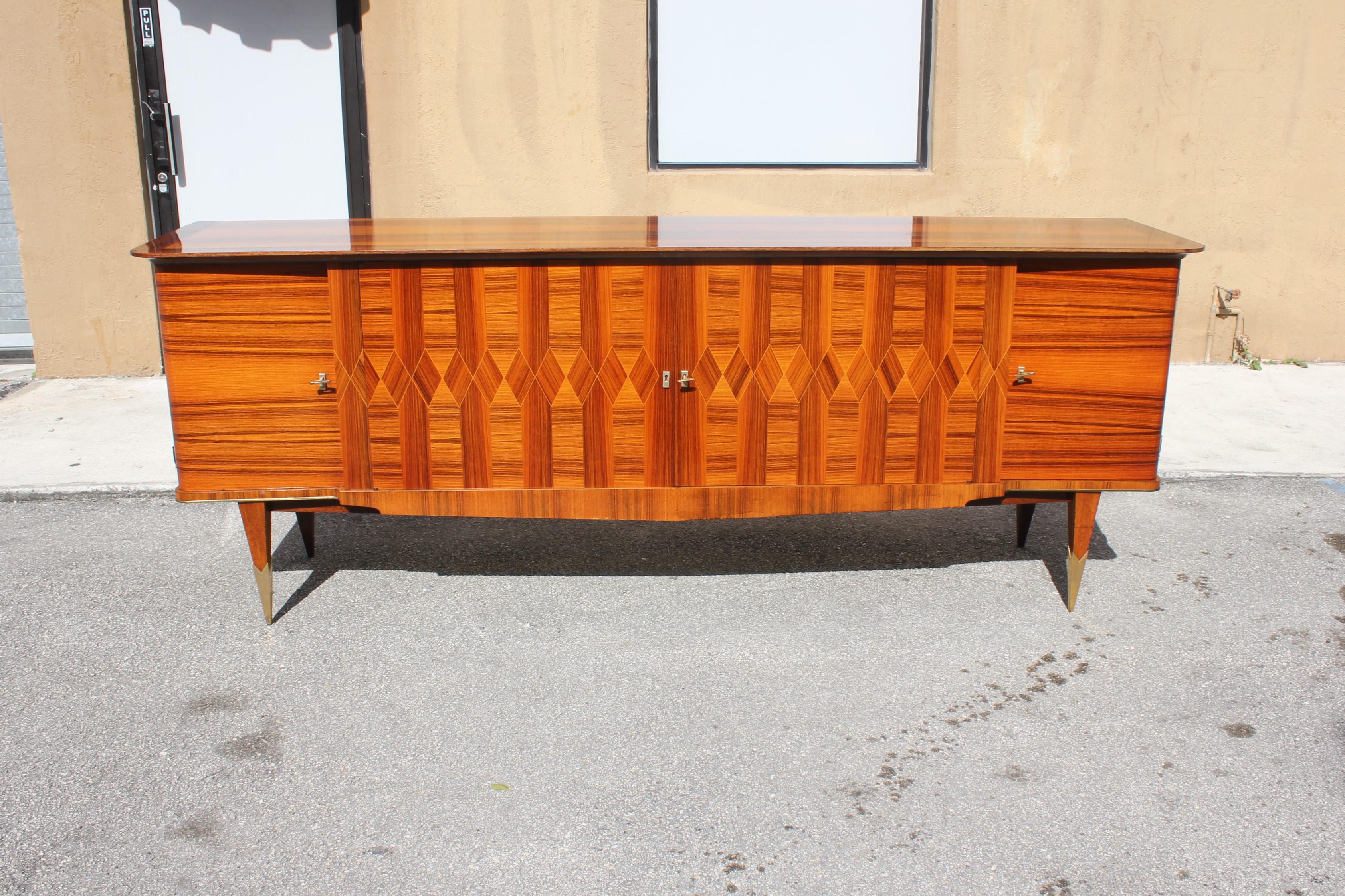Mid-20th Century Long French Modern Macassar Ebony Buffet / Credenzas / Sideboard For Sale