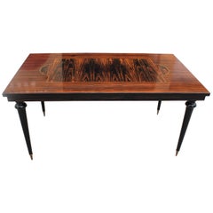 Long French Art Deco Macassar Ebony Dining Table or Writing Desks, circa 1940s