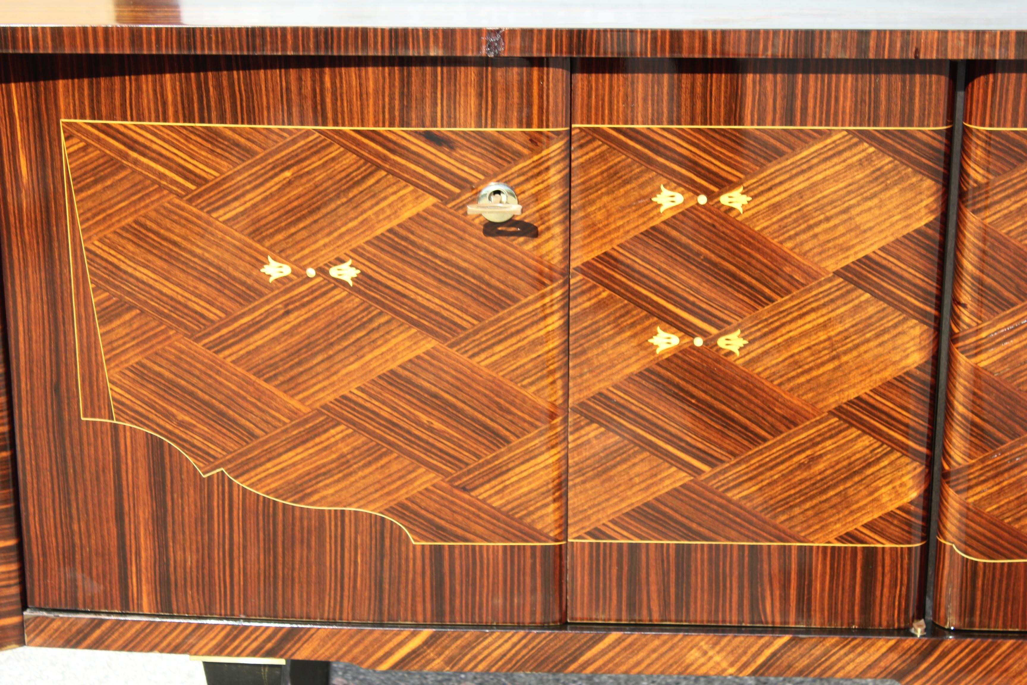 Long French Modern Macassar Ebony Sideboard / Buffet / Bar / Credenzas For Sale 5