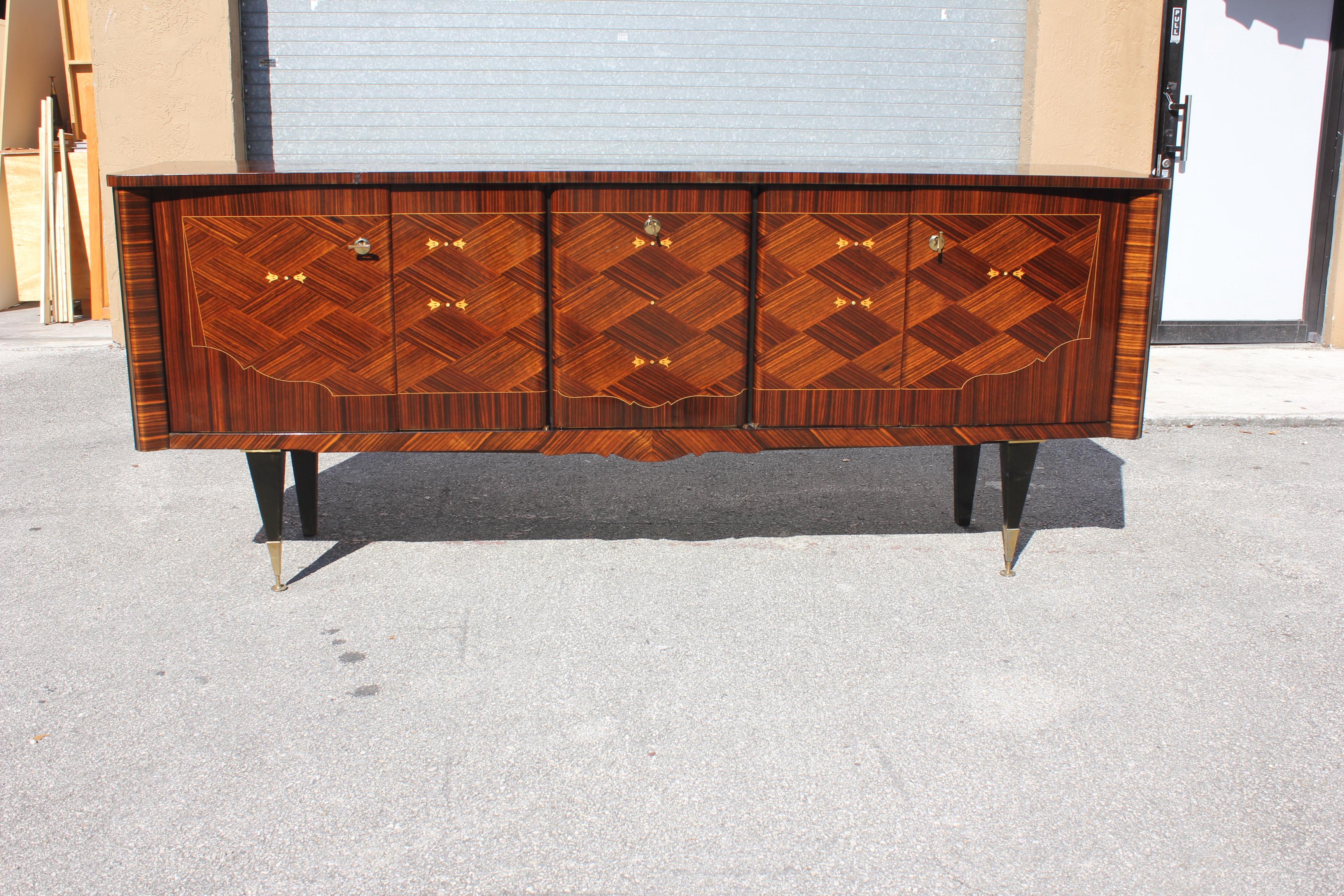 Long French Modern Macassar Ebony Sideboard / Buffet / Bar / Credenzas For Sale 6