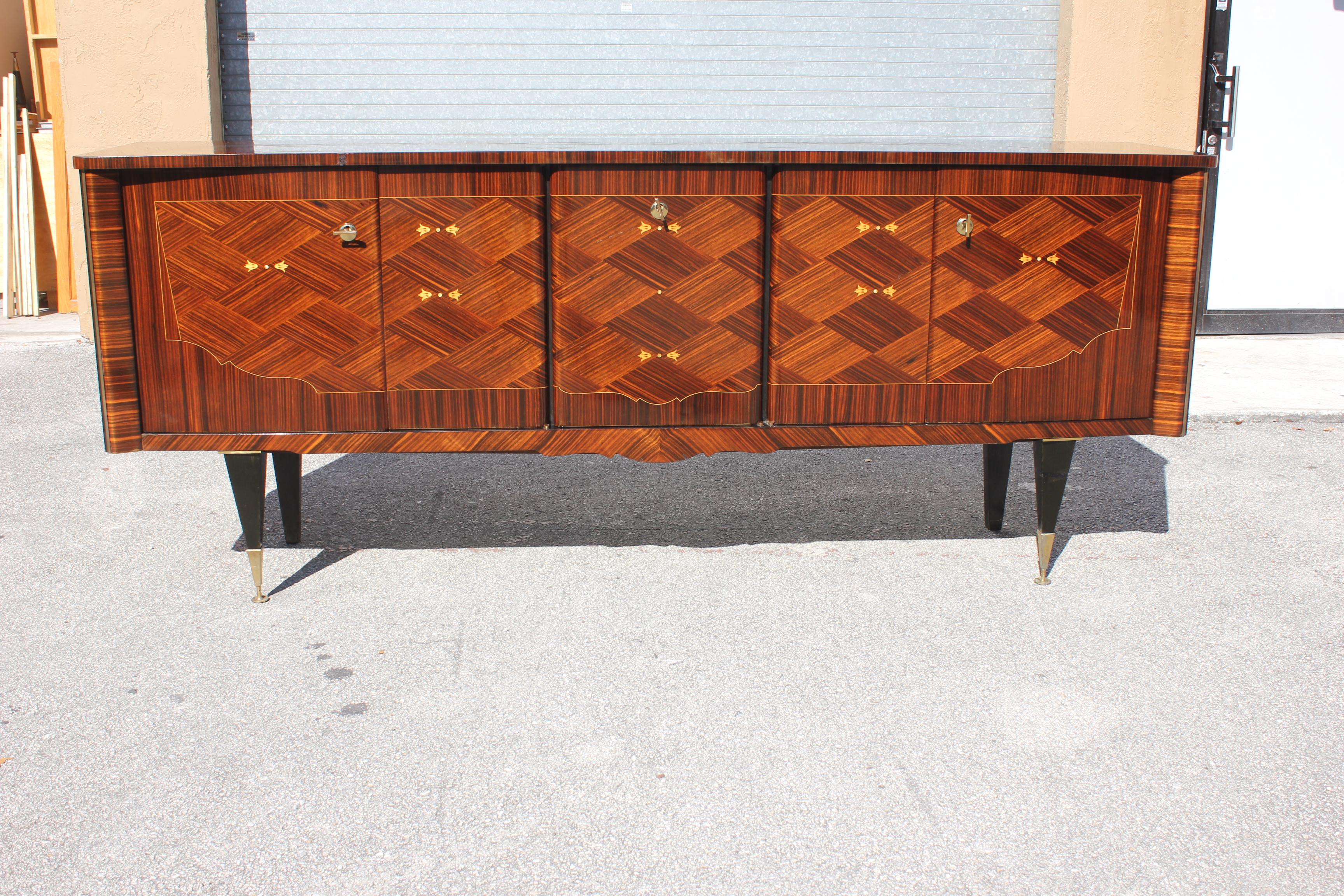 Long French Modern Macassar Ebony Sideboard / Buffet / Bar / Credenzas For Sale 11