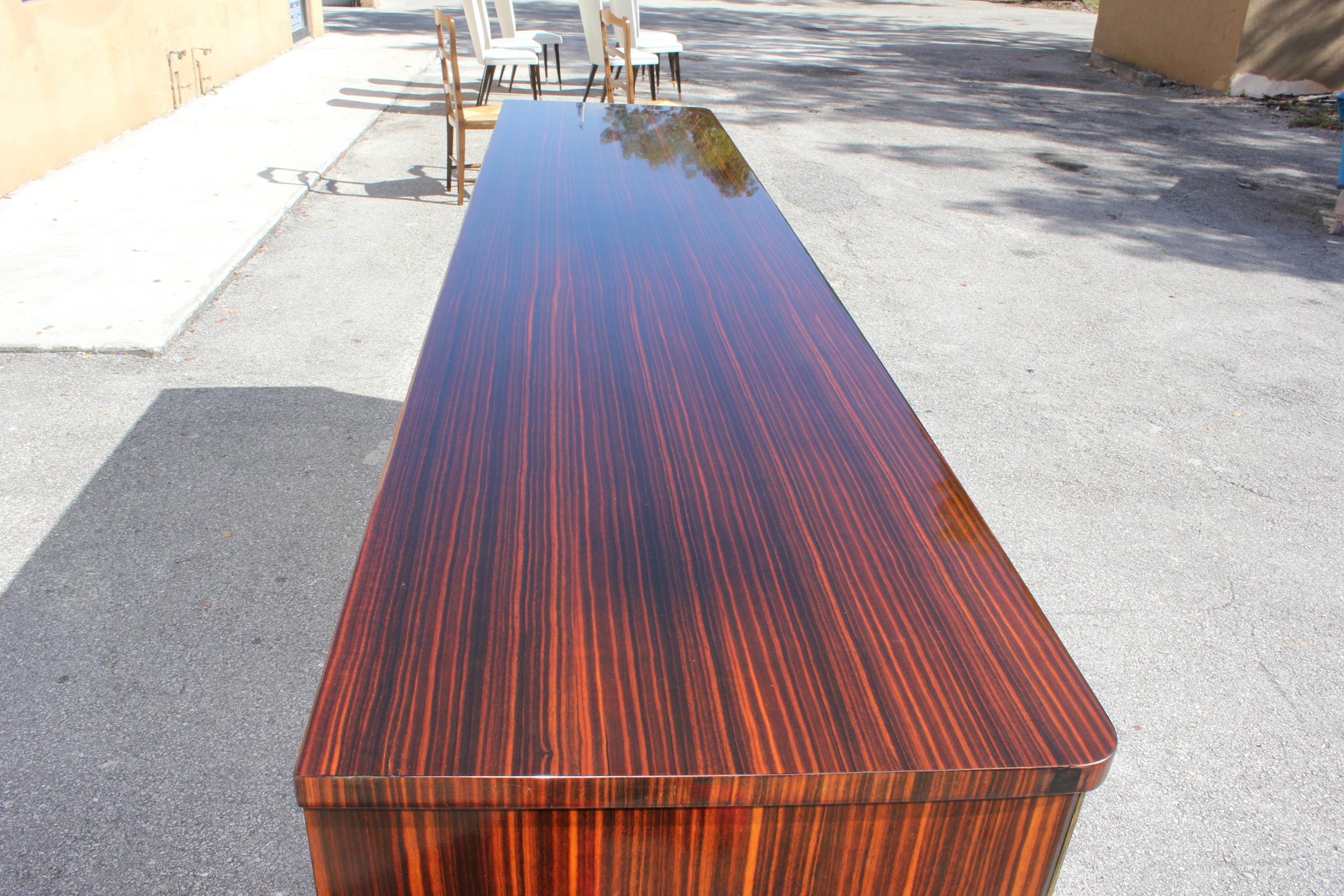 Mid-20th Century Long French Modern Macassar Ebony Sideboard / Buffet / Bar / Credenzas For Sale