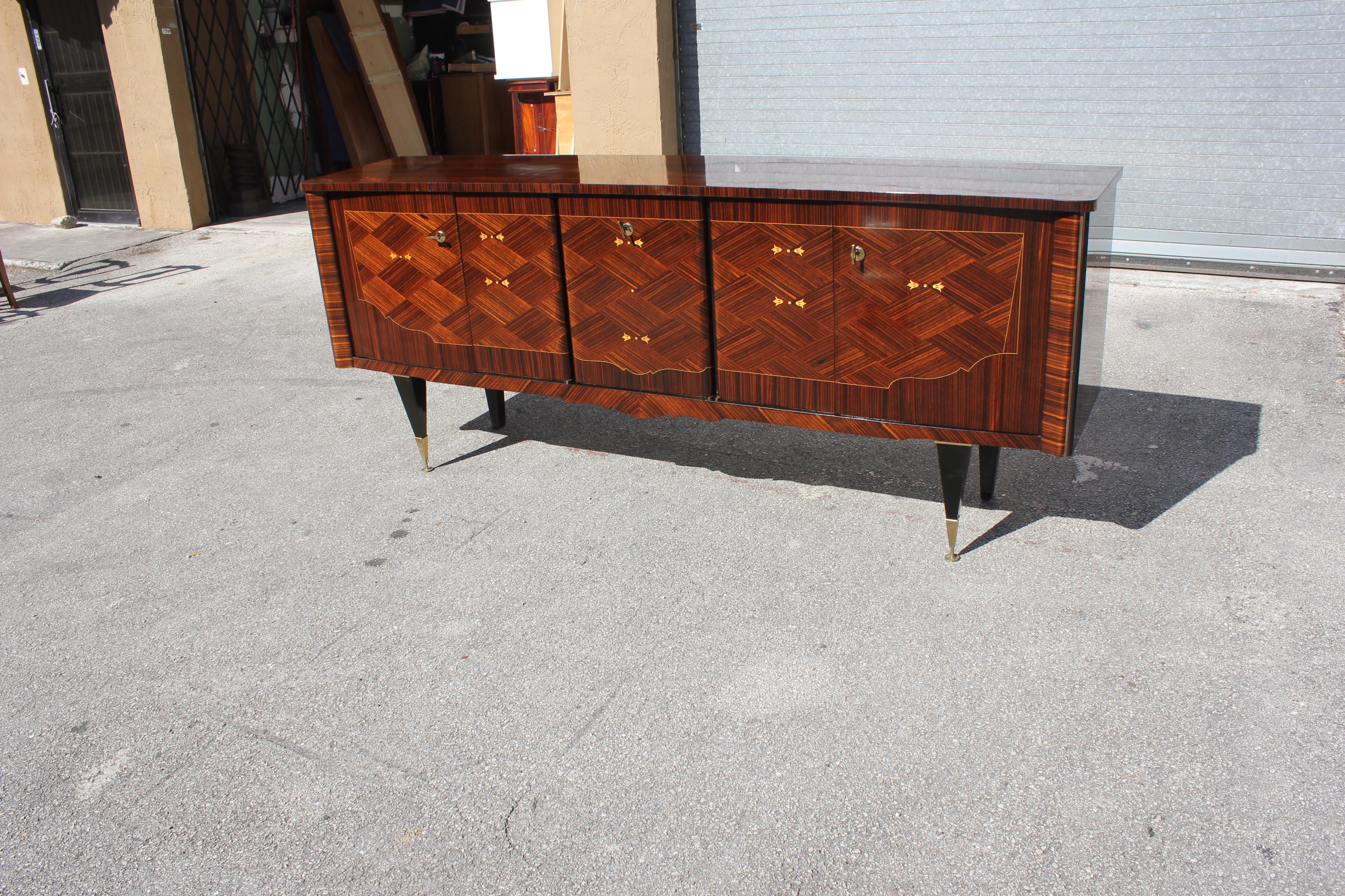 Long French Modern Macassar Ebony Sideboard / Buffet / Bar / Credenzas For Sale 1