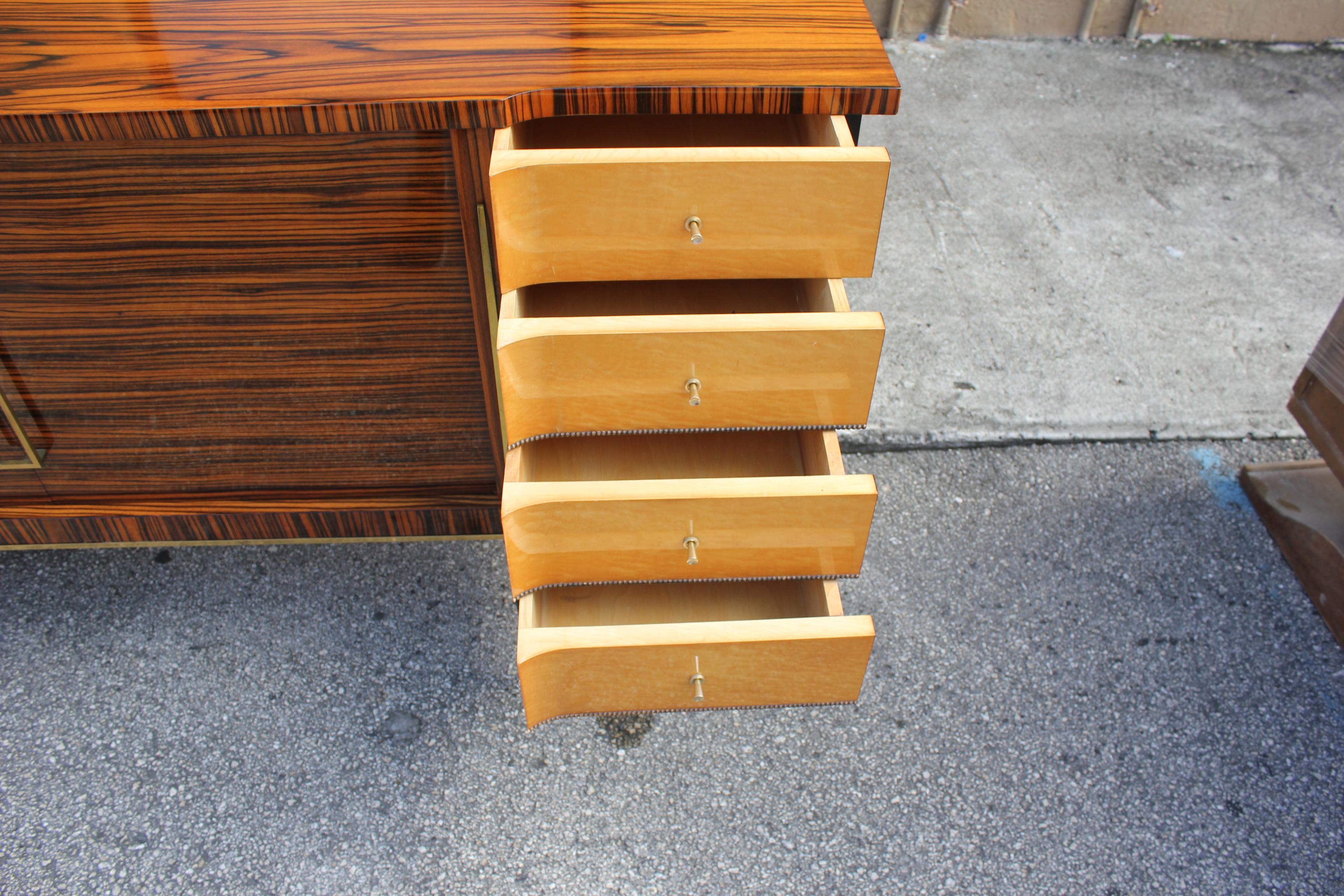 Long French Art Deco Macassar Ebony with Burl Wood Sideboard or Buffet 5