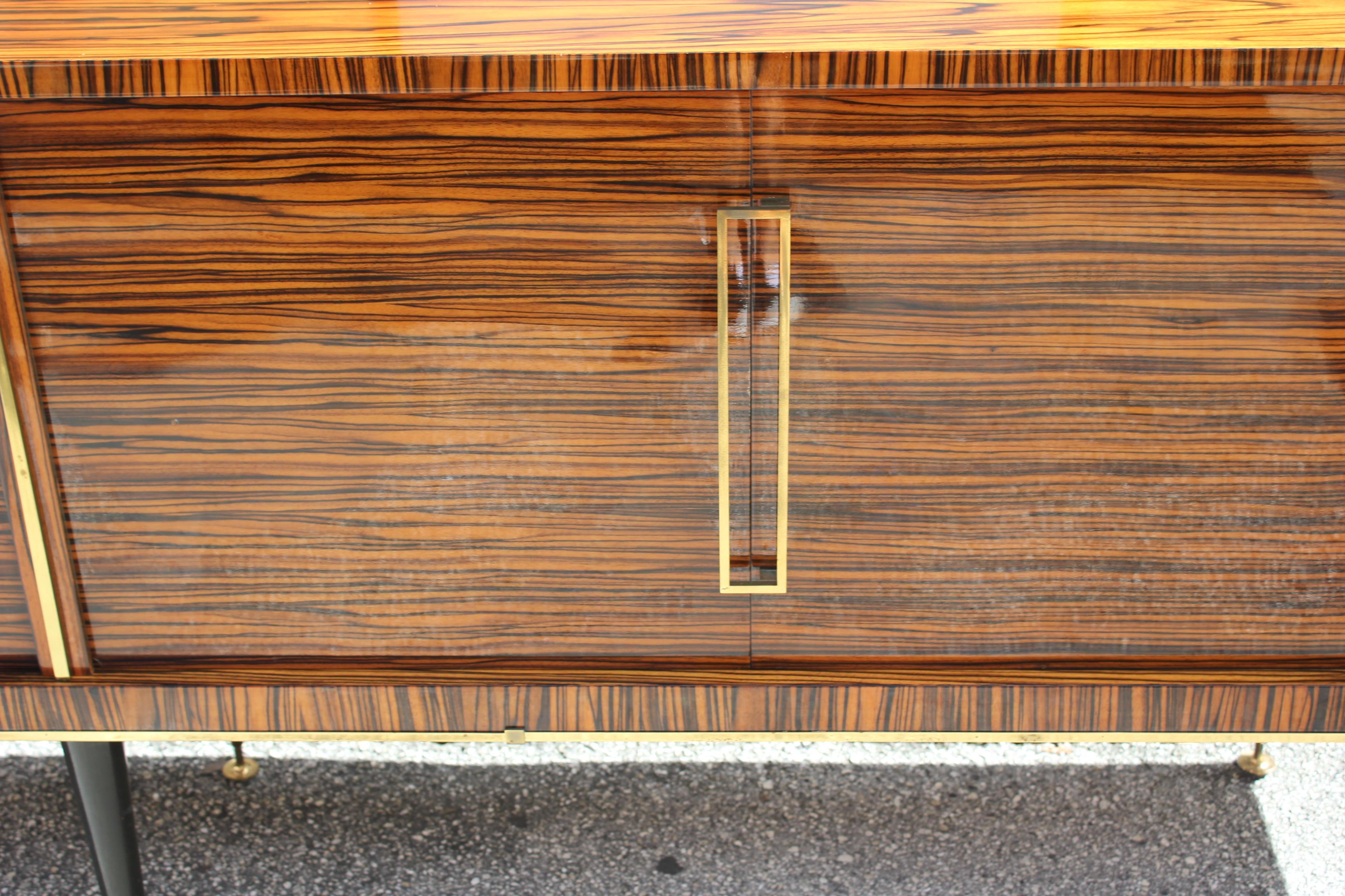 Long French Art Deco Macassar Ebony with Burl Wood Sideboard or Buffet 9