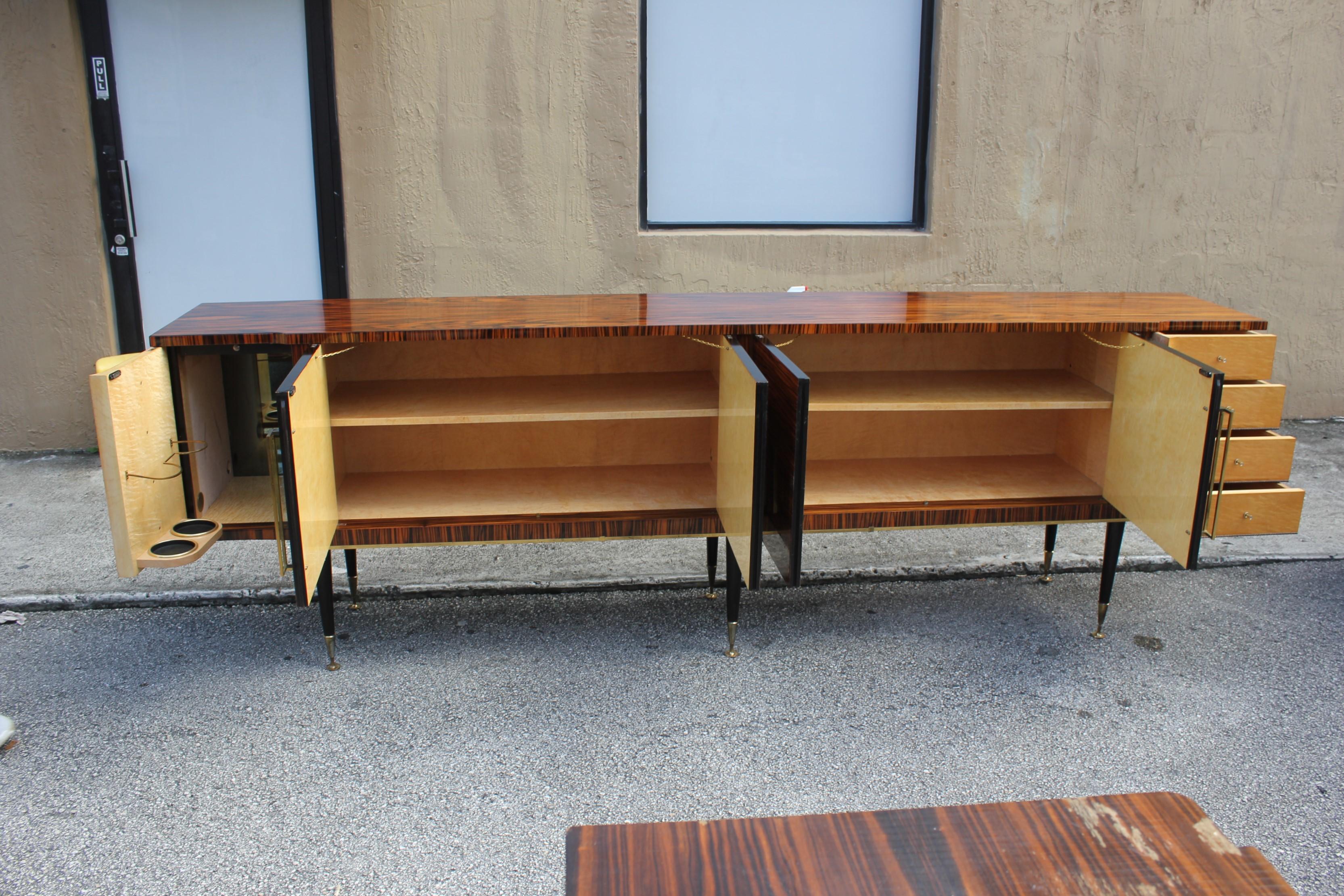 Long French Art Deco Macassar Ebony with Burl Wood Sideboard or Buffet 3