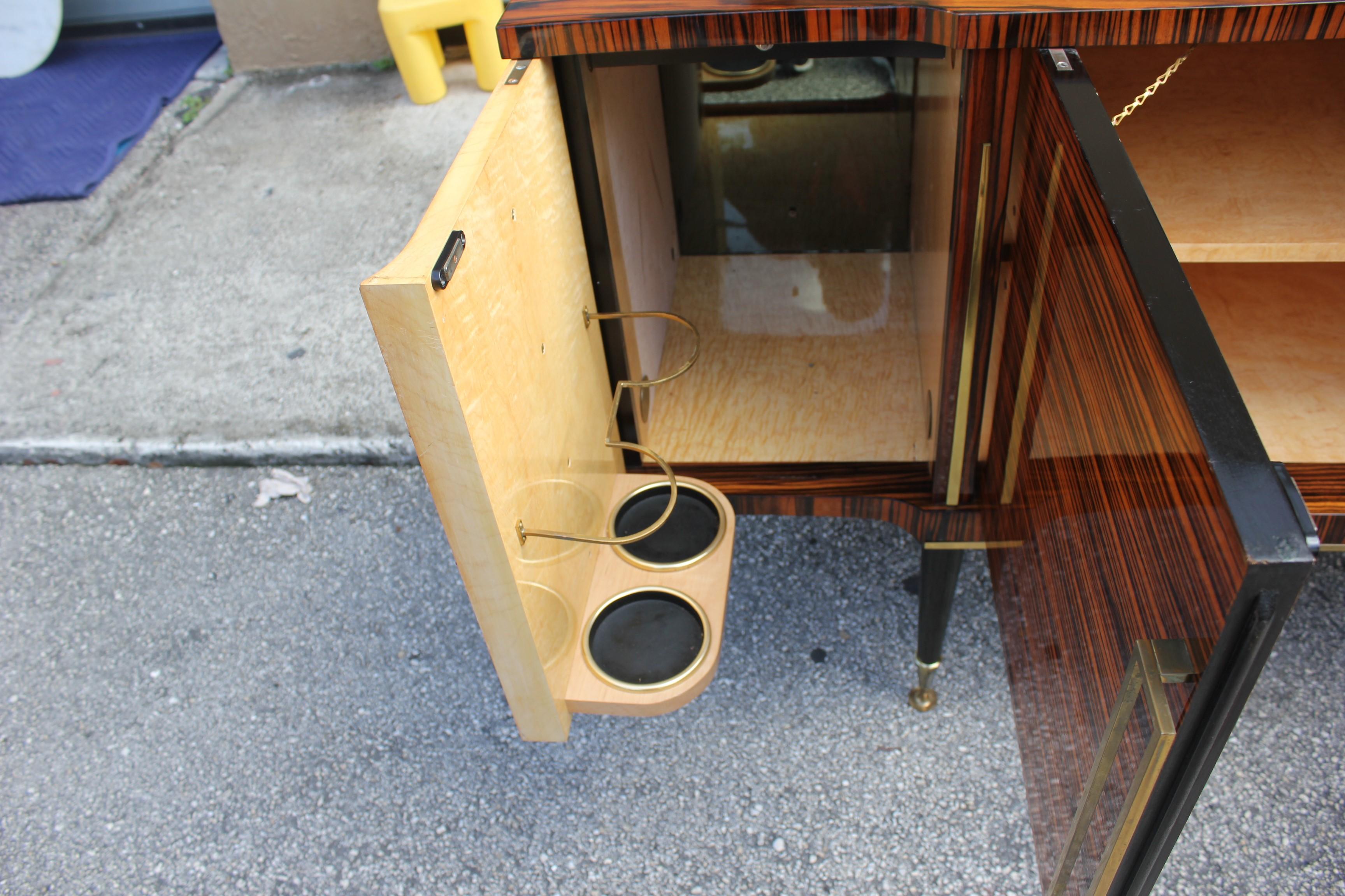 Long French Art Deco Macassar Ebony with Burl Wood Sideboard or Buffet 4