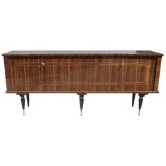 Vintage Long French Art Deco Macassar Exotic Sideboard or Credenza, circa 1940s