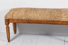 Long French Bench upholstered in African Kuba Cloth