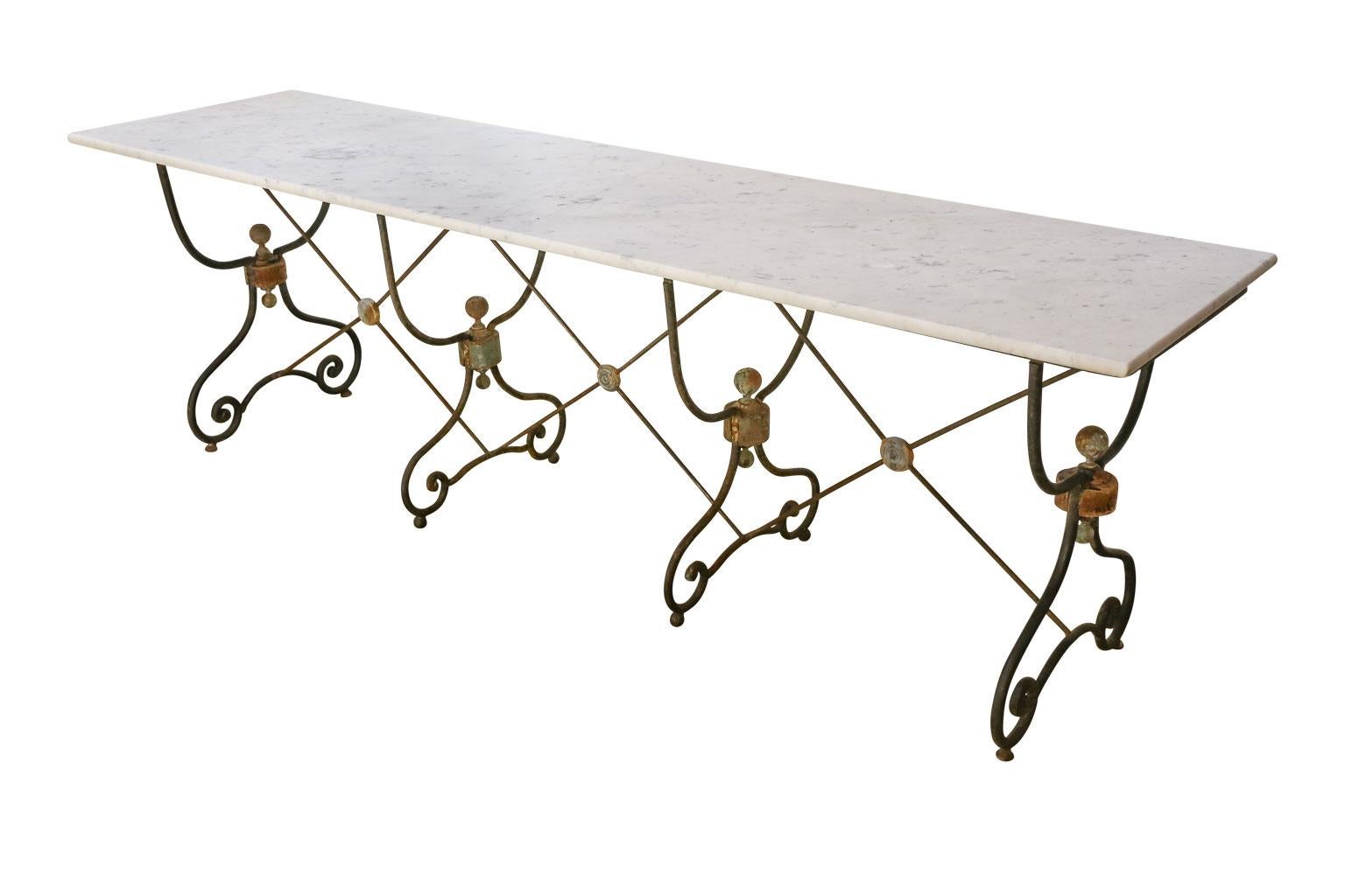 Long French Console with Marble Top 5