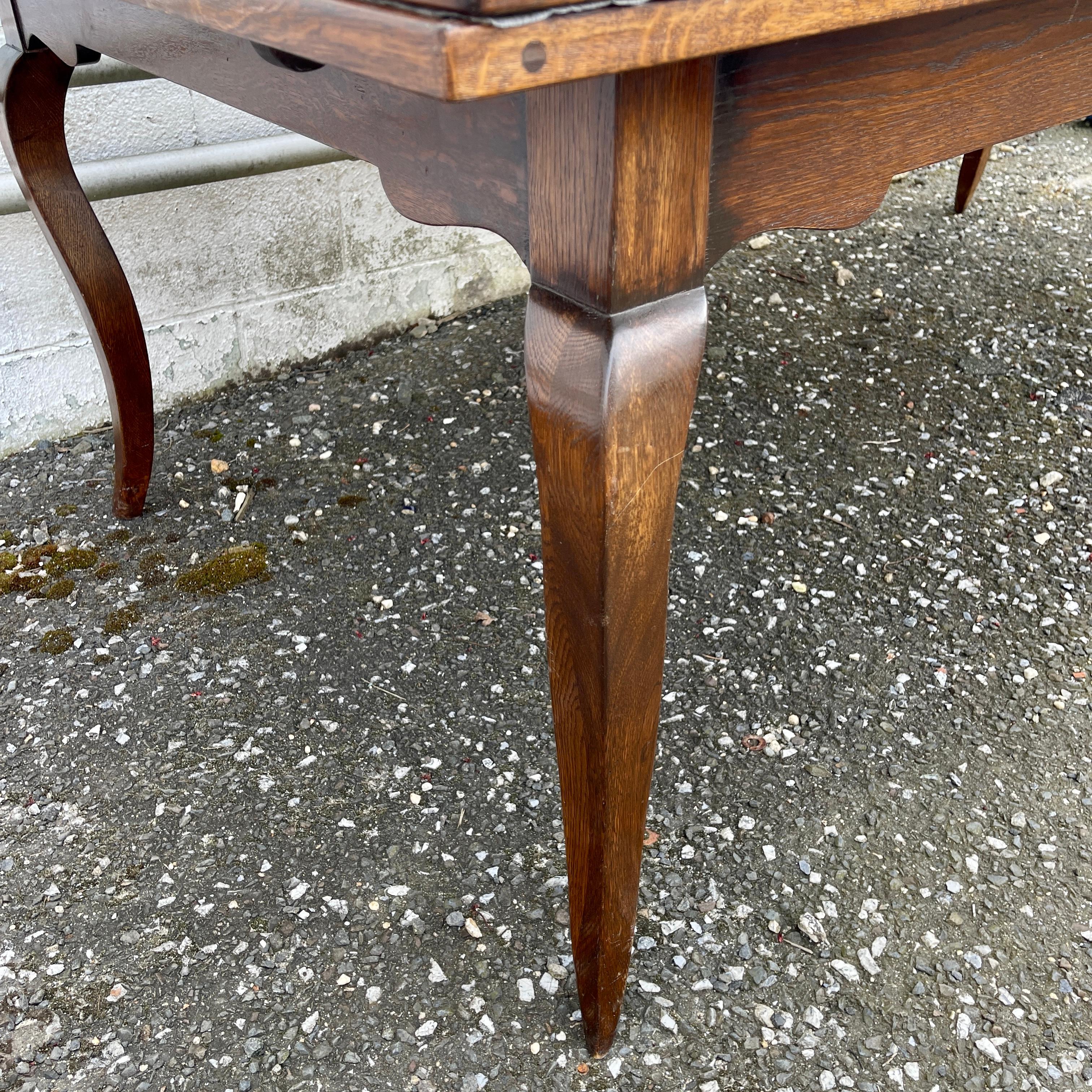 Wood Long French Country Provincial Parquet Top Extension Farm Table