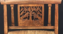 Long French Day Bed or Window Seat Of Rush and Patinated Cherrywood