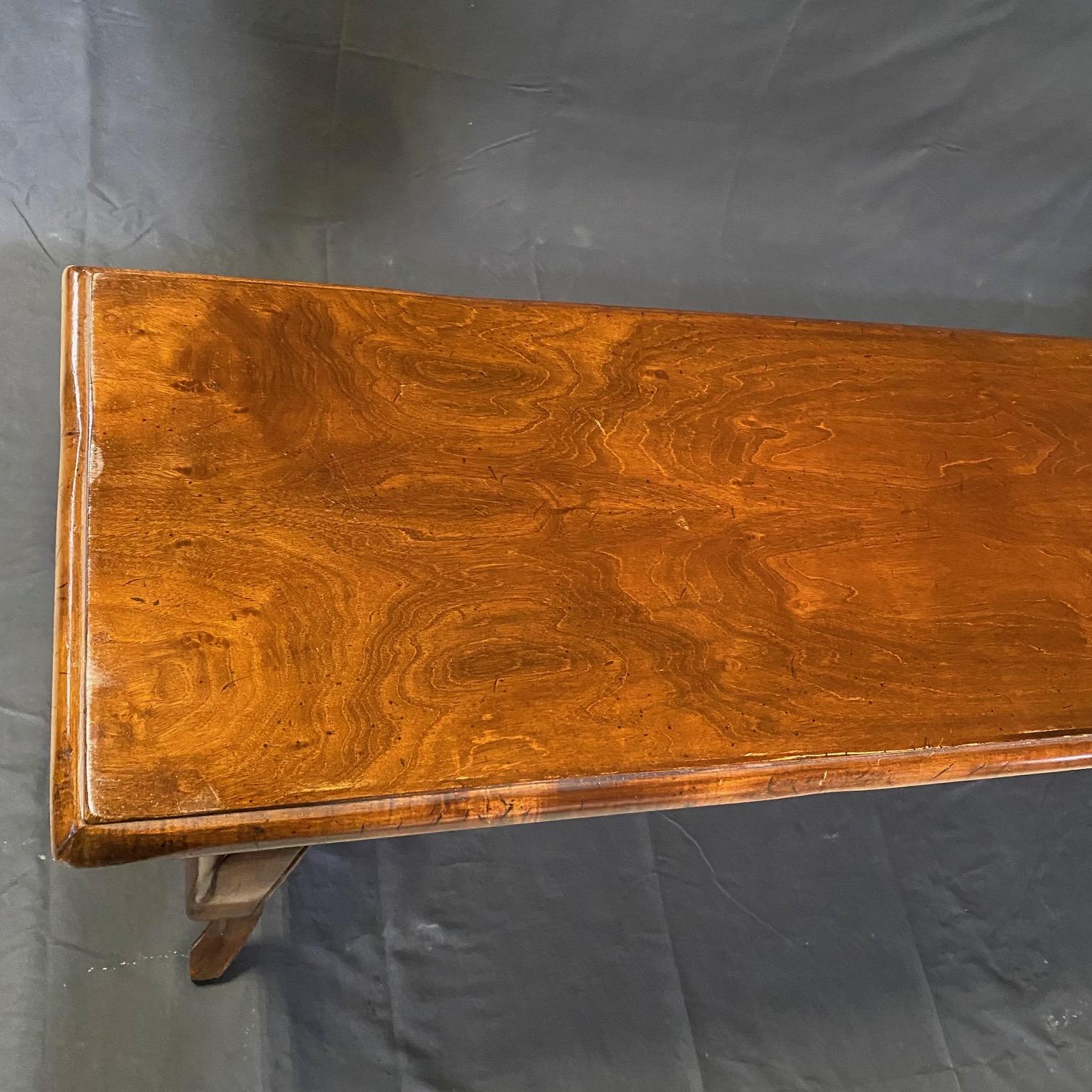 Long French Double Sided Carved Shell & Floral Motif Walnut Console 3