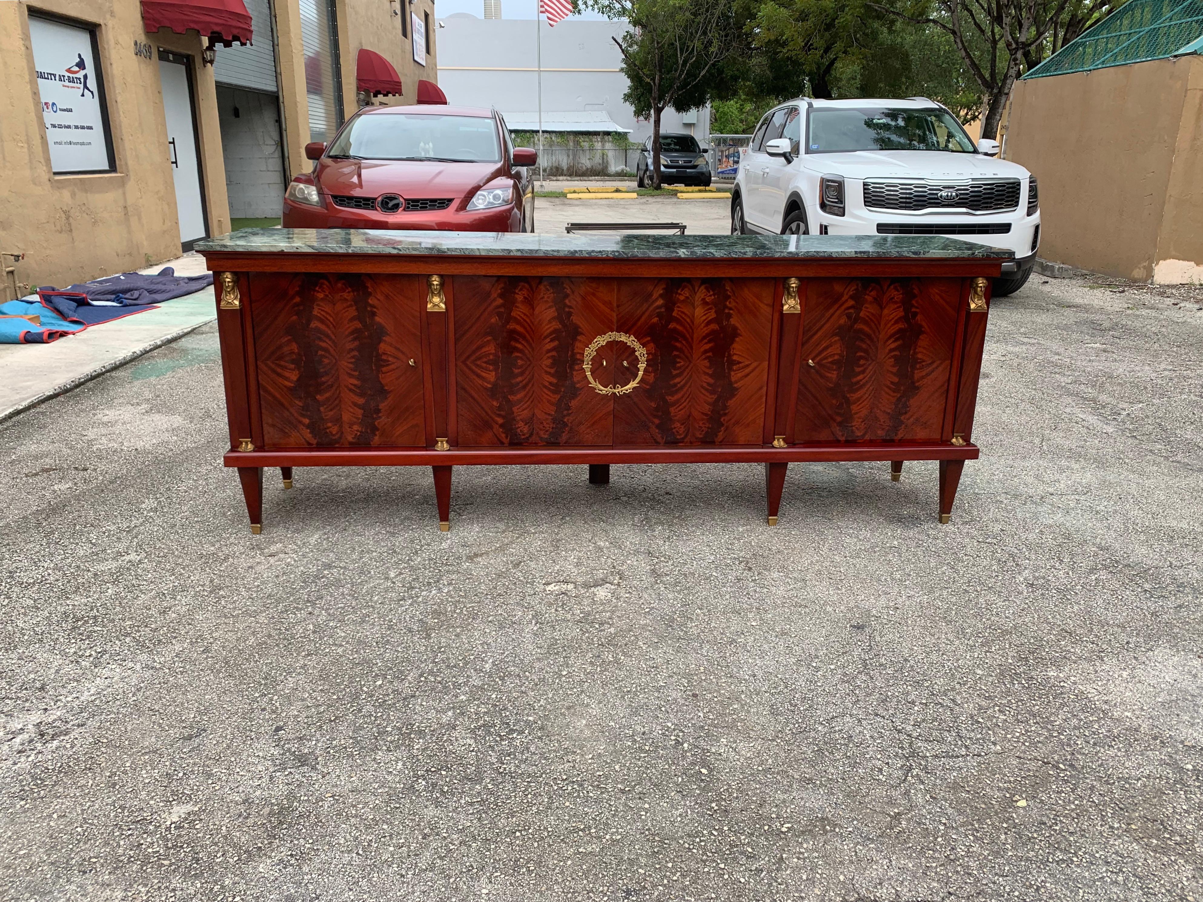 Long French Empire Mahogany Sideboard / Buffet, 1910s For Sale 6