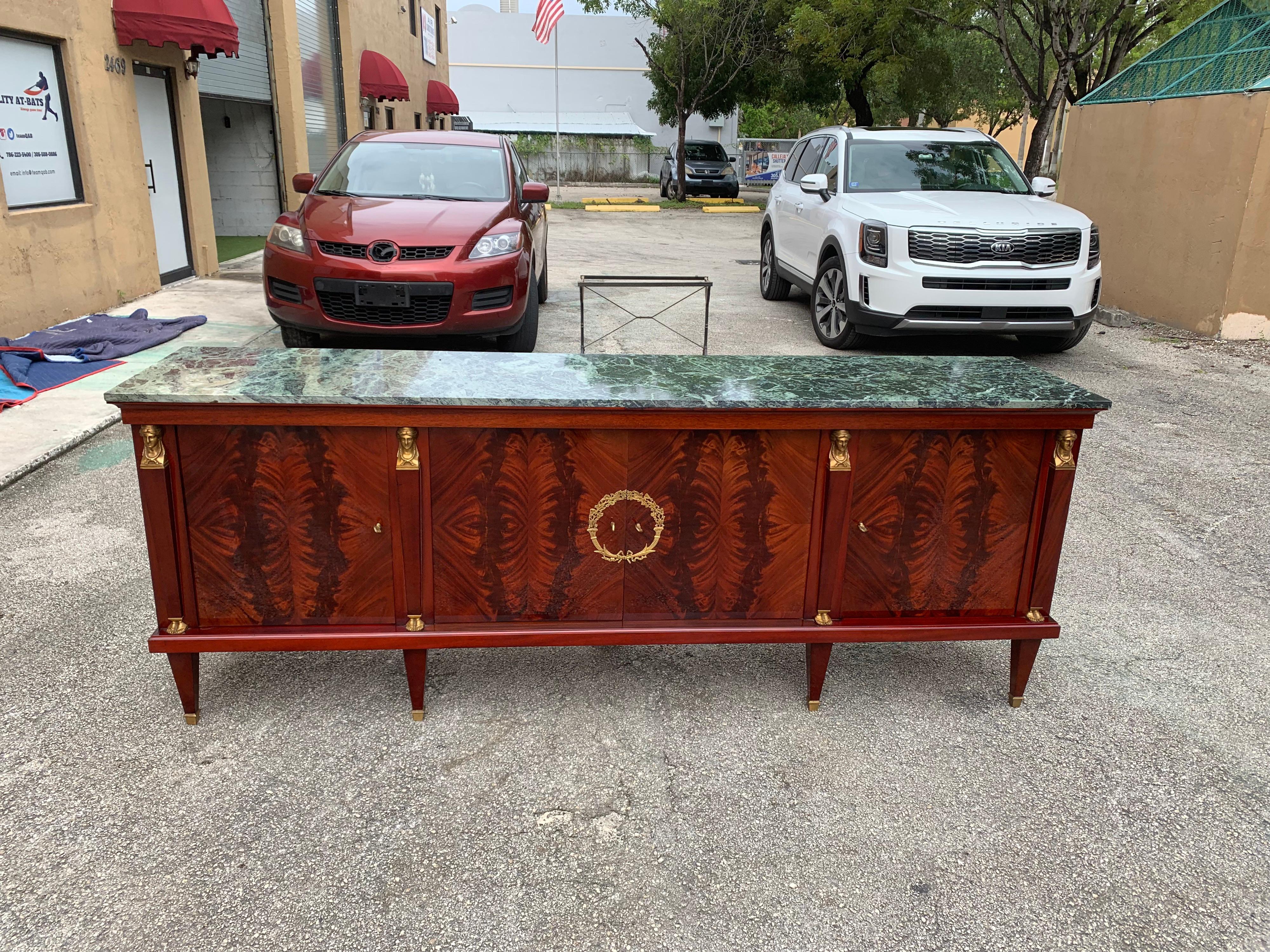Long French Empire Mahogany Sideboard / Buffet, 1910s For Sale 7
