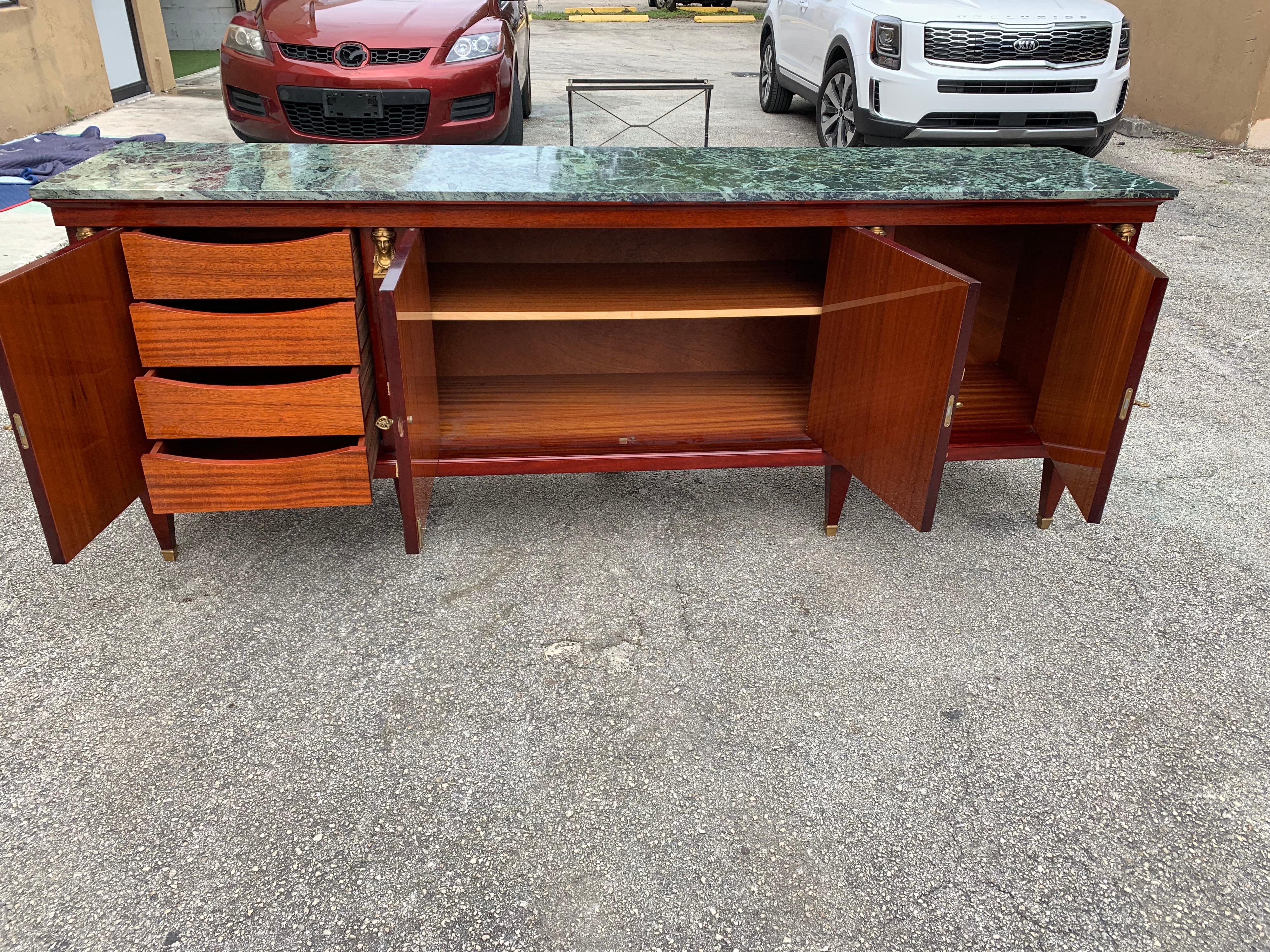 Long French Empire Mahogany Sideboard / Buffet, 1910s For Sale 8