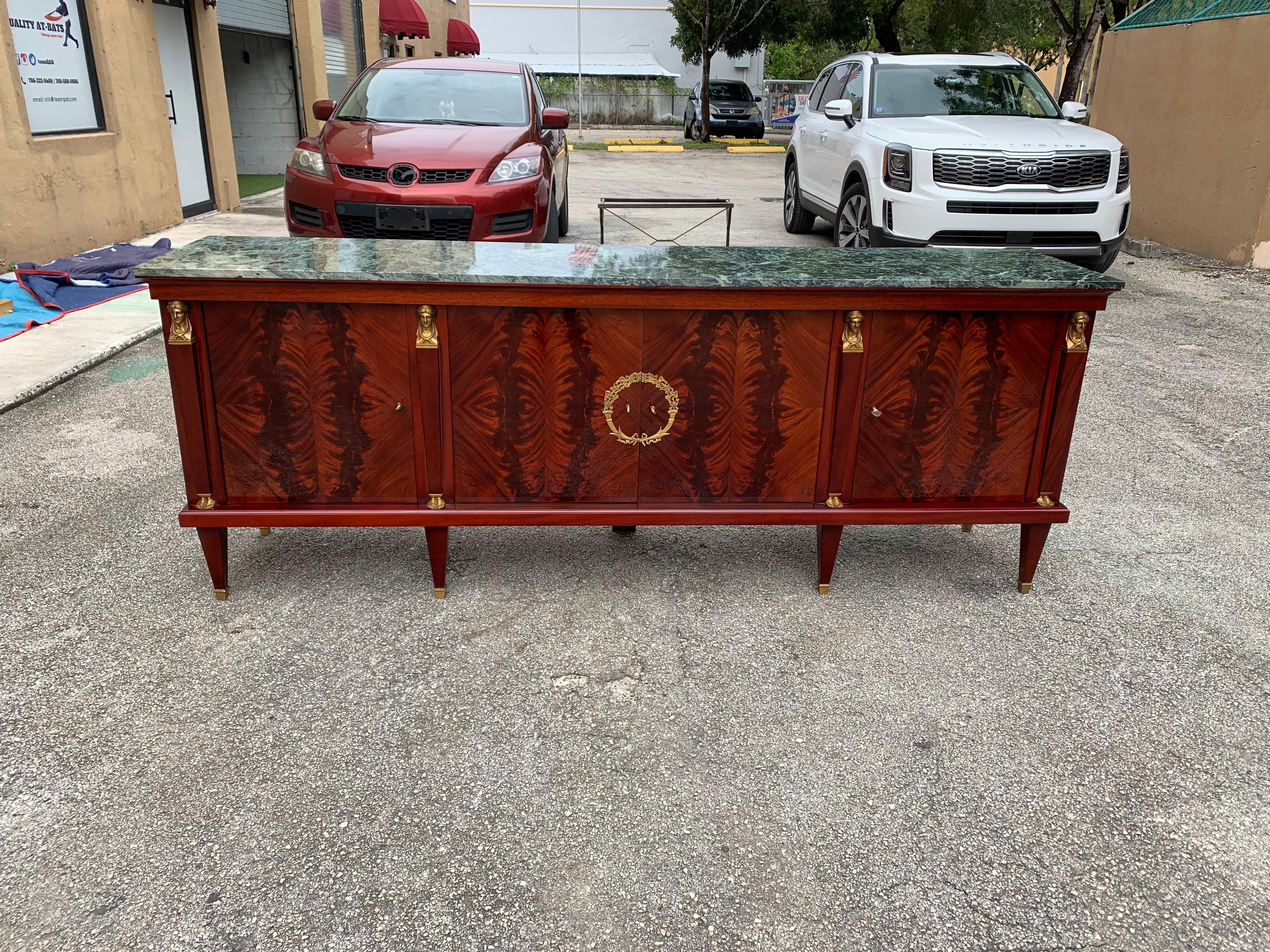 Long French Empire Mahogany Sideboard / Buffet, 1910s For Sale 9