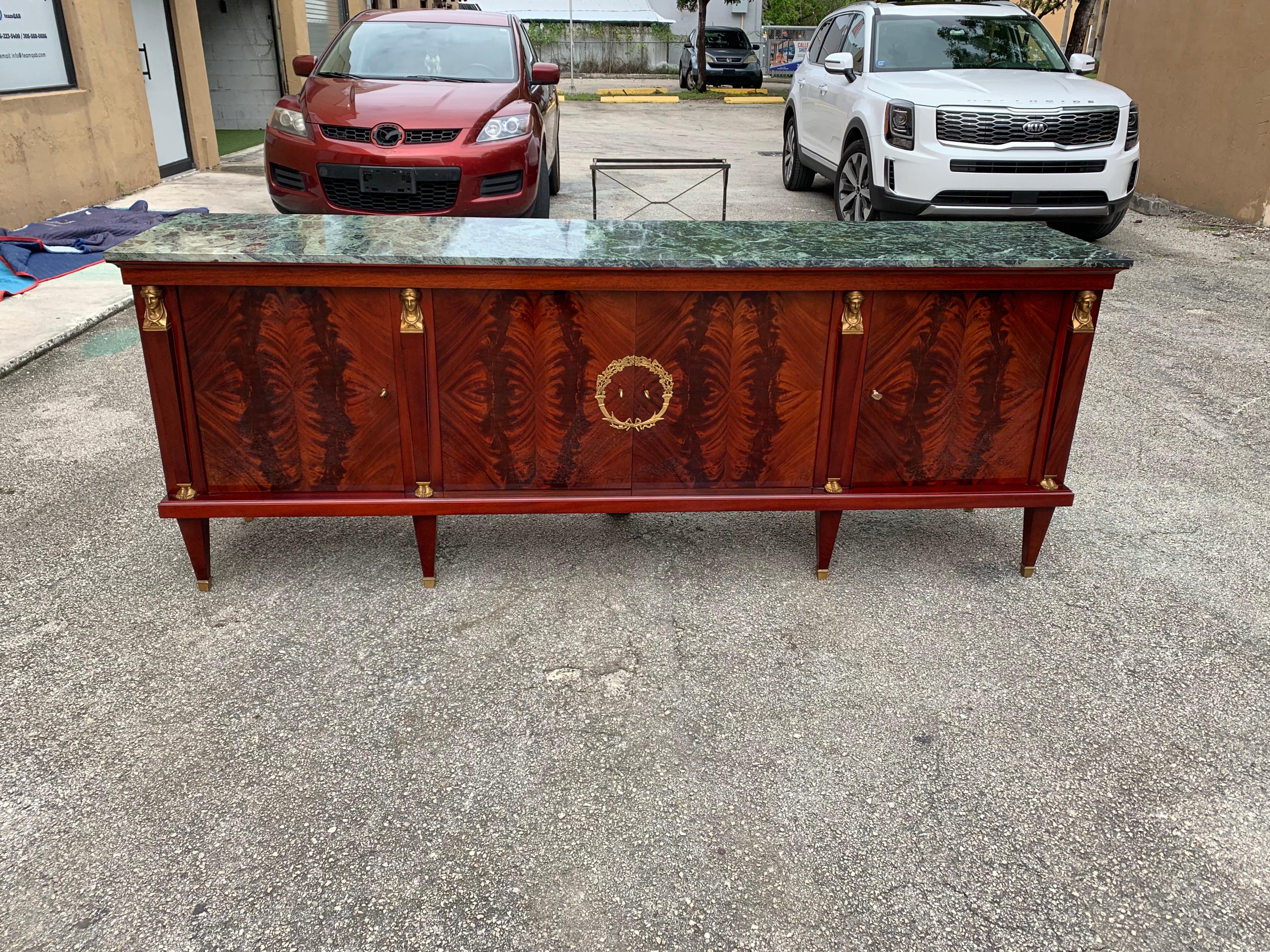 Long French Empire Mahogany Sideboard / Buffet, 1910s For Sale 14