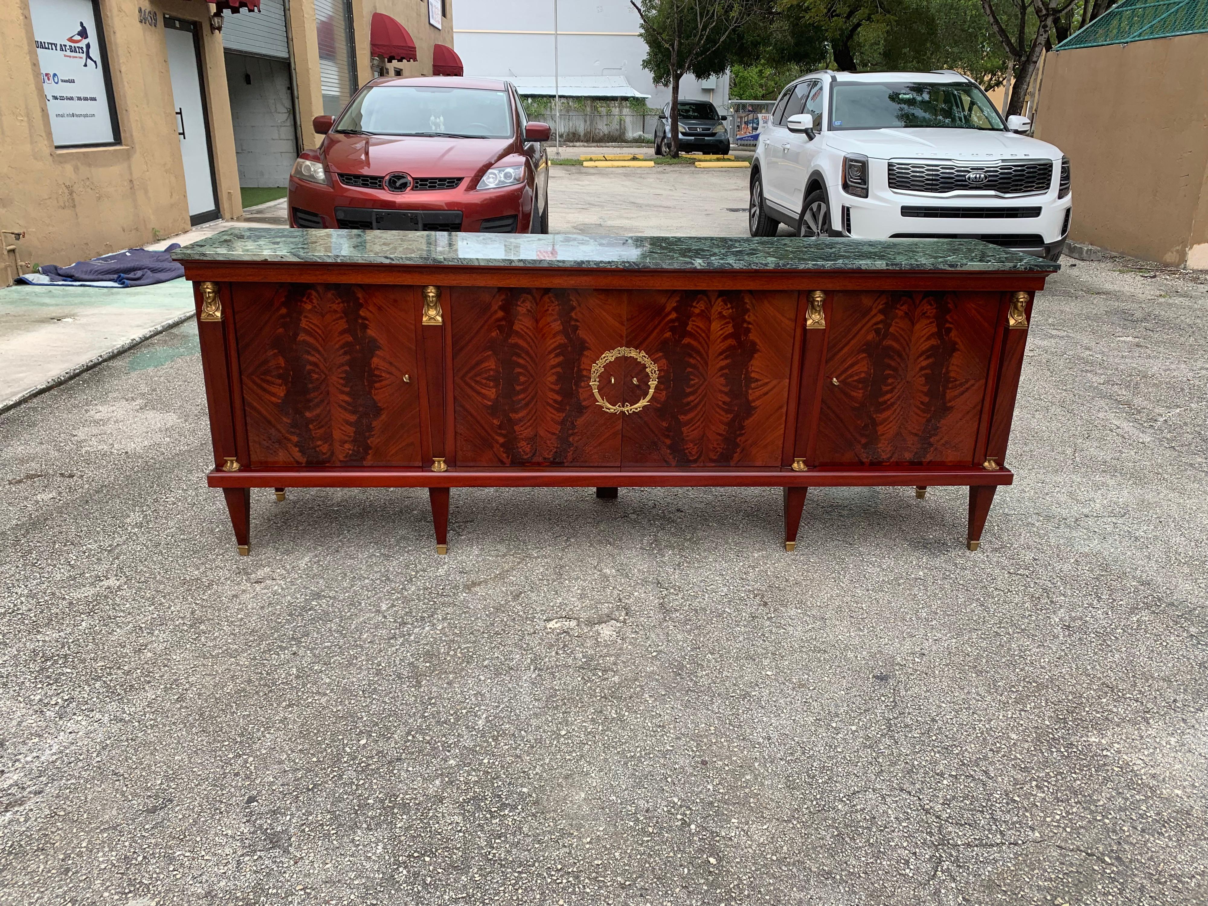Early 20th Century Long French Empire Mahogany Sideboard / Buffet, 1910s For Sale