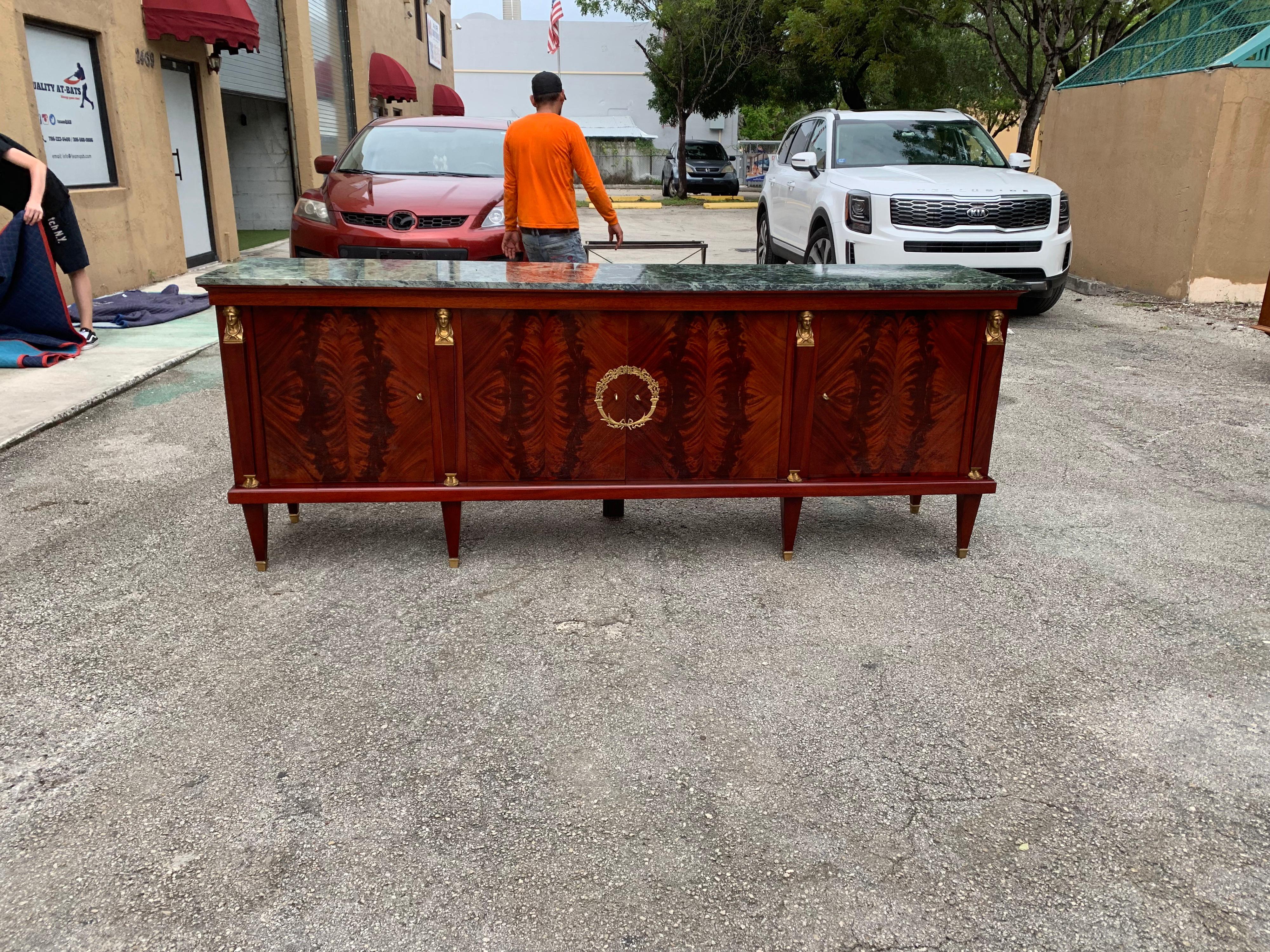 Long French Empire Mahogany Sideboard / Buffet, 1910s For Sale 1