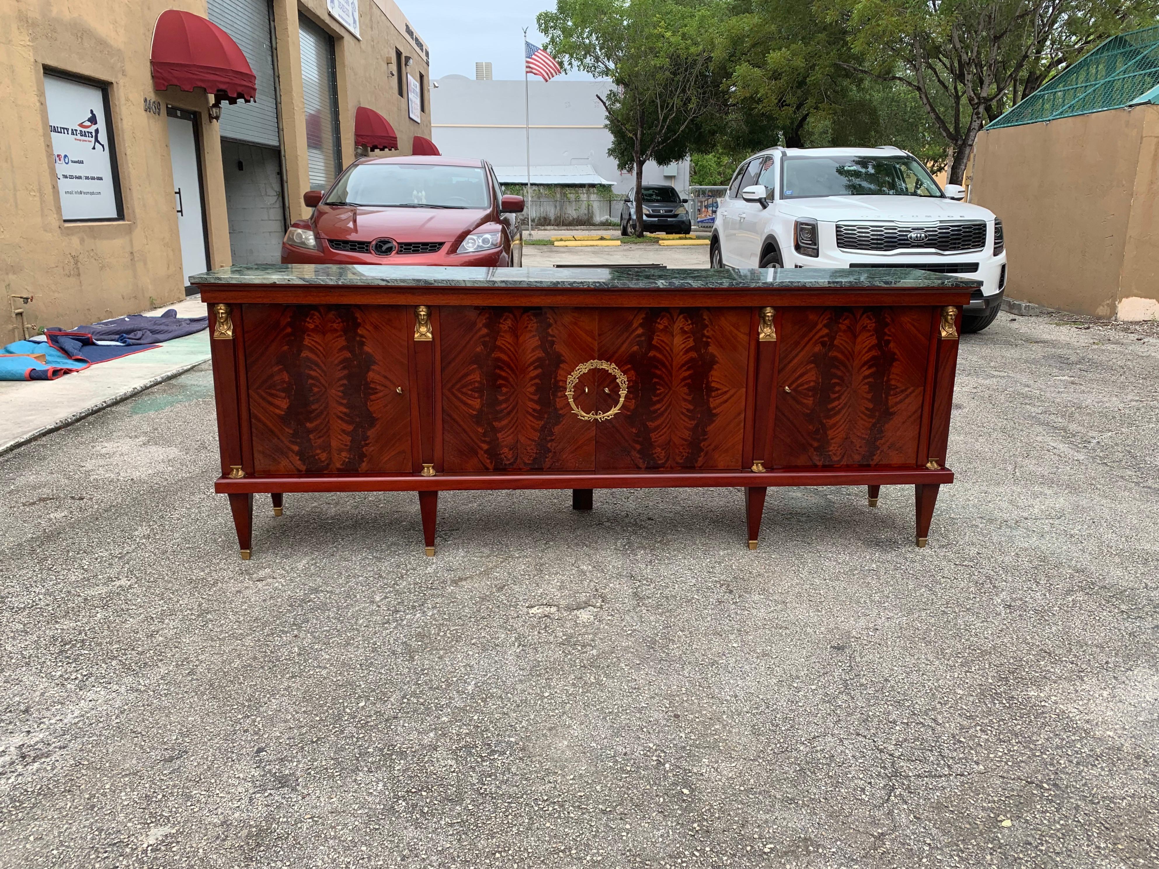 Long French Empire Mahogany Sideboard / Buffet, 1910s For Sale 3