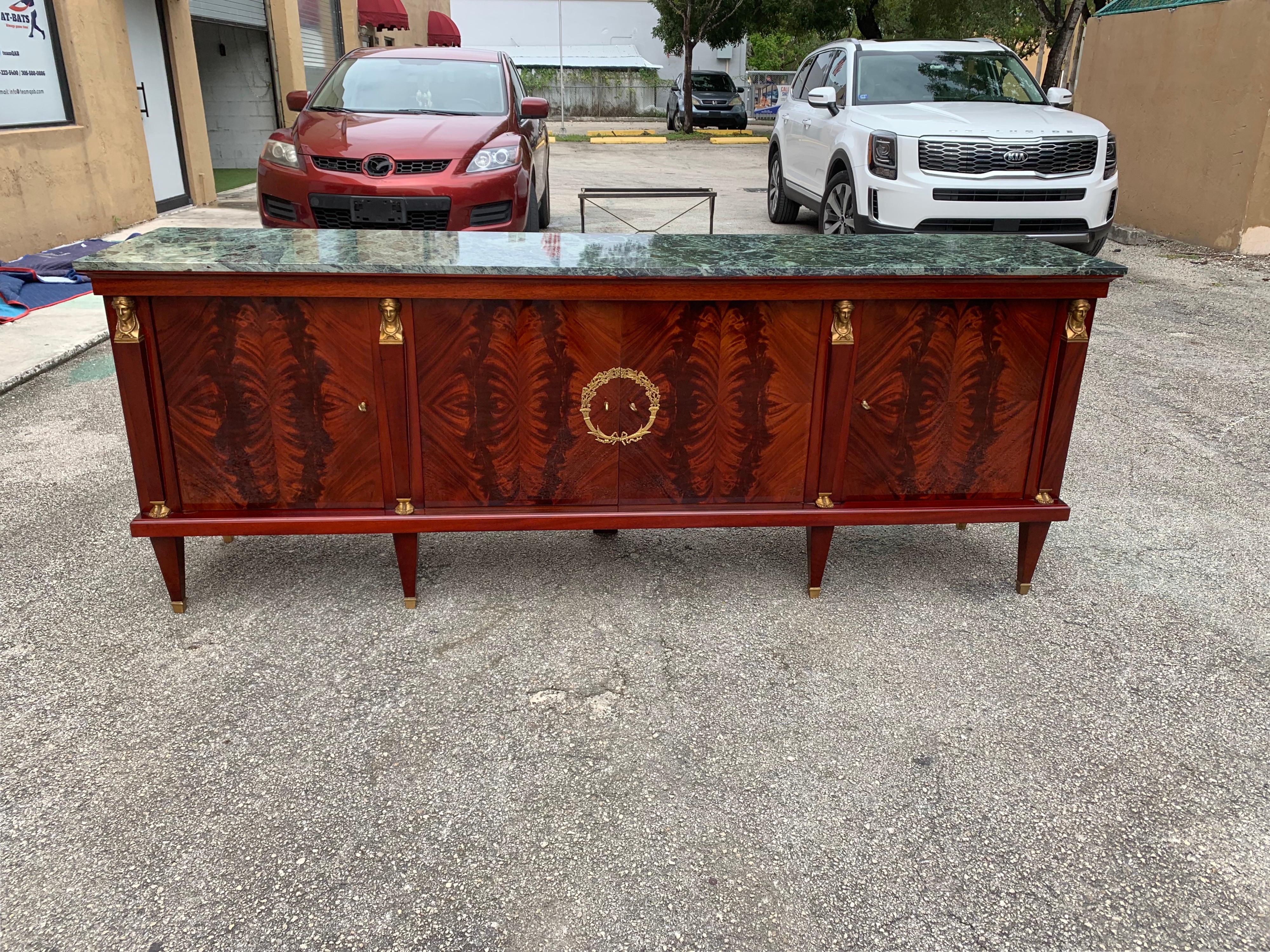 Long French Empire Mahogany Sideboard / Buffet, 1910s For Sale 4