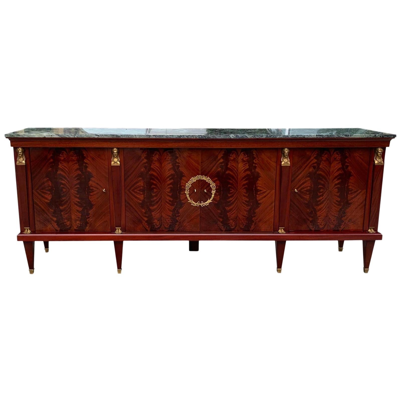 Long French Empire Mahogany Sideboard / Buffet, 1910s For Sale