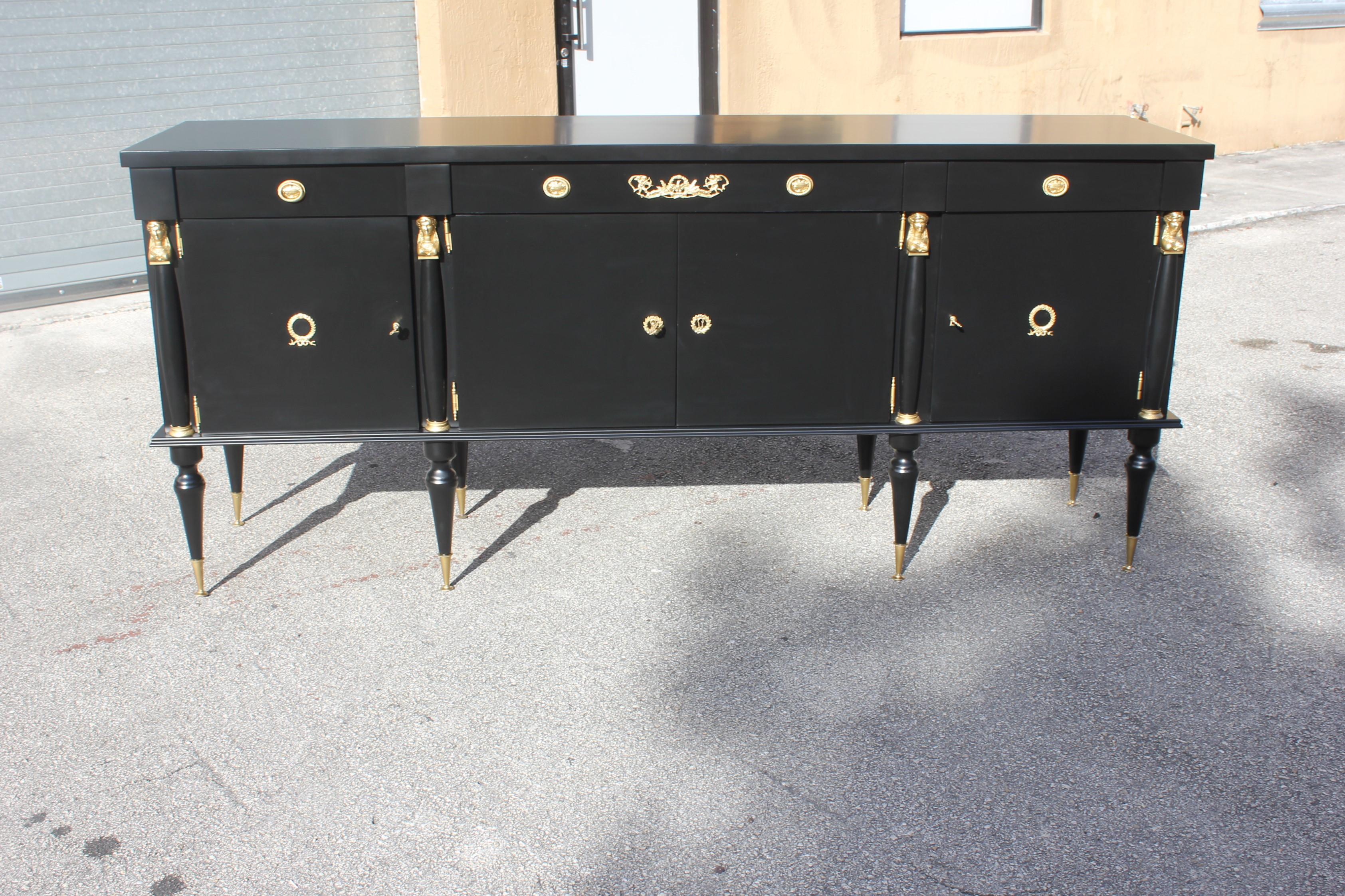 Long French Empire Style Antique Sideboard or Buffet, circa 1920s 12